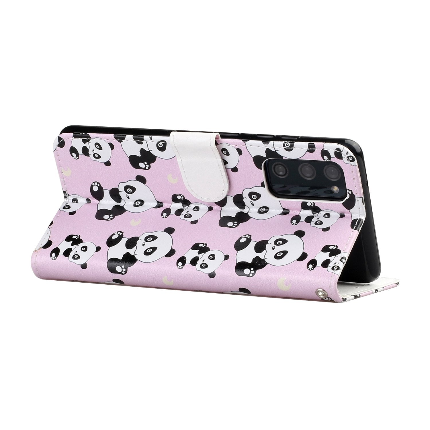 For Samsung Galaxy S20 FE 4G/5G/S20 Lite/S20 FE 2022 Embossed Patterned Wallet Flip Leather Case with Lanyard - Panda