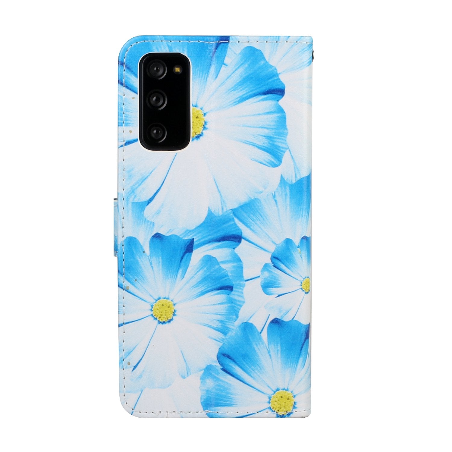 For Samsung Galaxy S20 FE 4G/5G/S20 Lite/S20 FE 2022 Pattern Printing Wallet Leather Protector Cover - Blue Flower