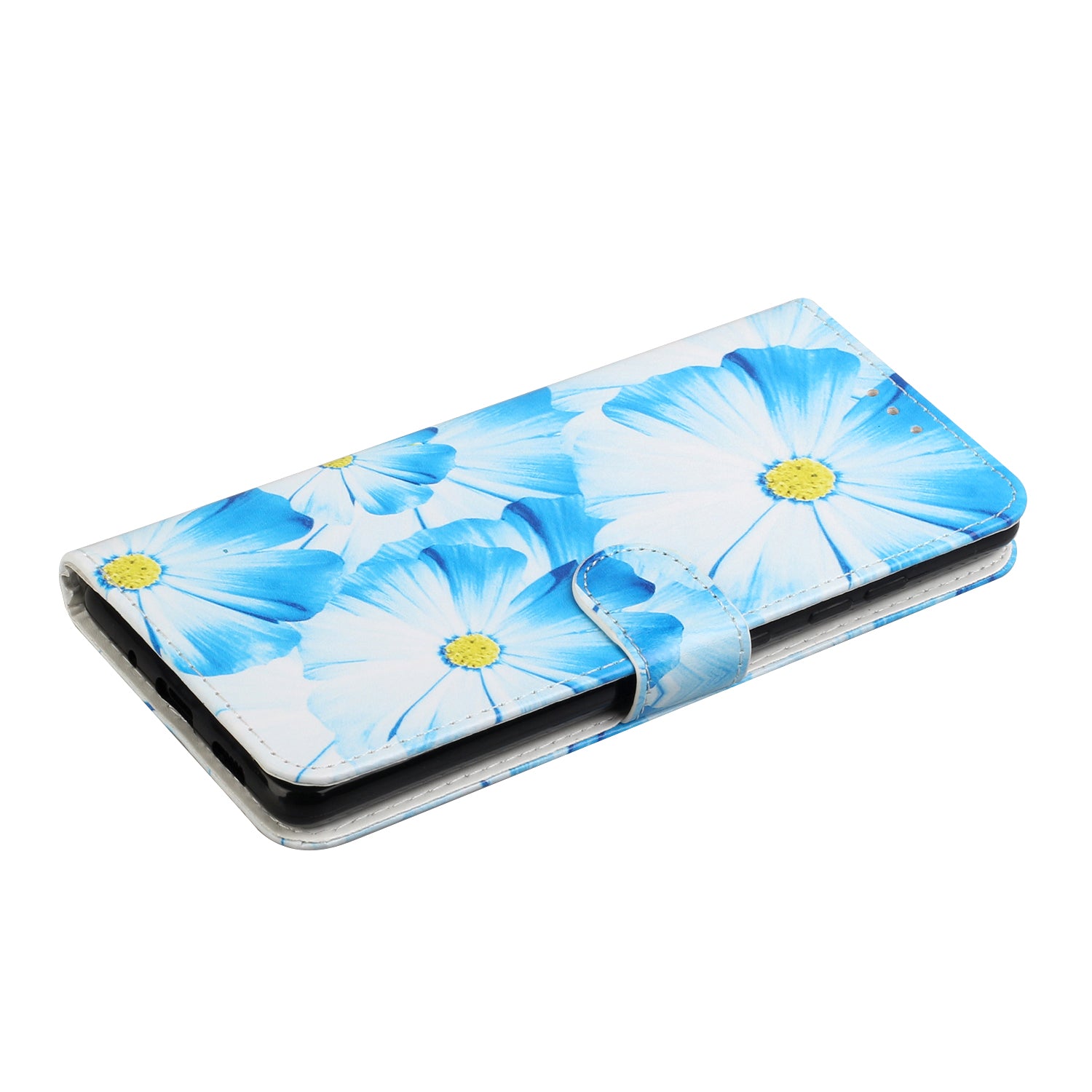 For Samsung Galaxy S20 FE 4G/5G/S20 Lite/S20 FE 2022 Pattern Printing Wallet Leather Protector Cover - Blue Flower