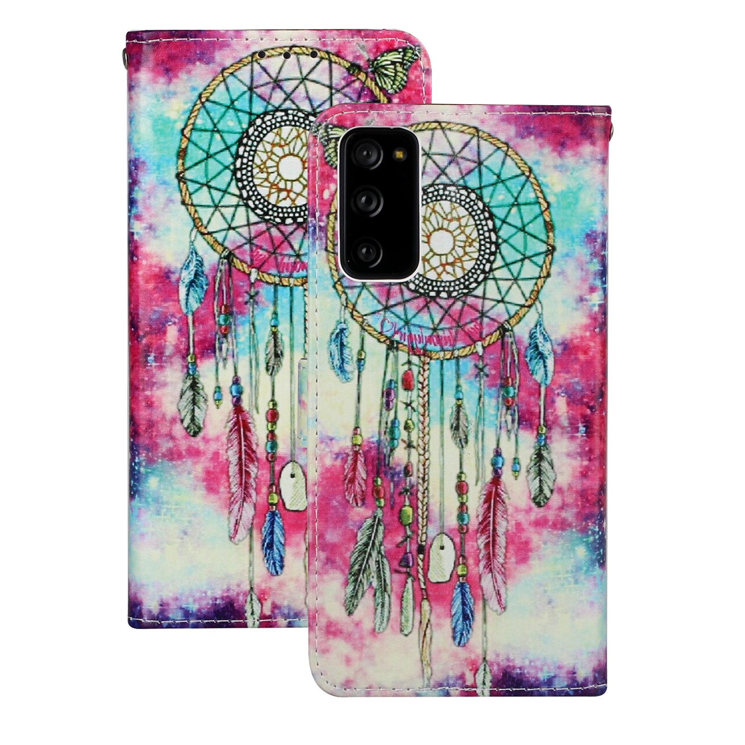 For Samsung Galaxy S20 FE 4G/5G/S20 Lite/S20 FE 2022 Pattern Printing Wallet Leather Protector Cover - Dream Catcher