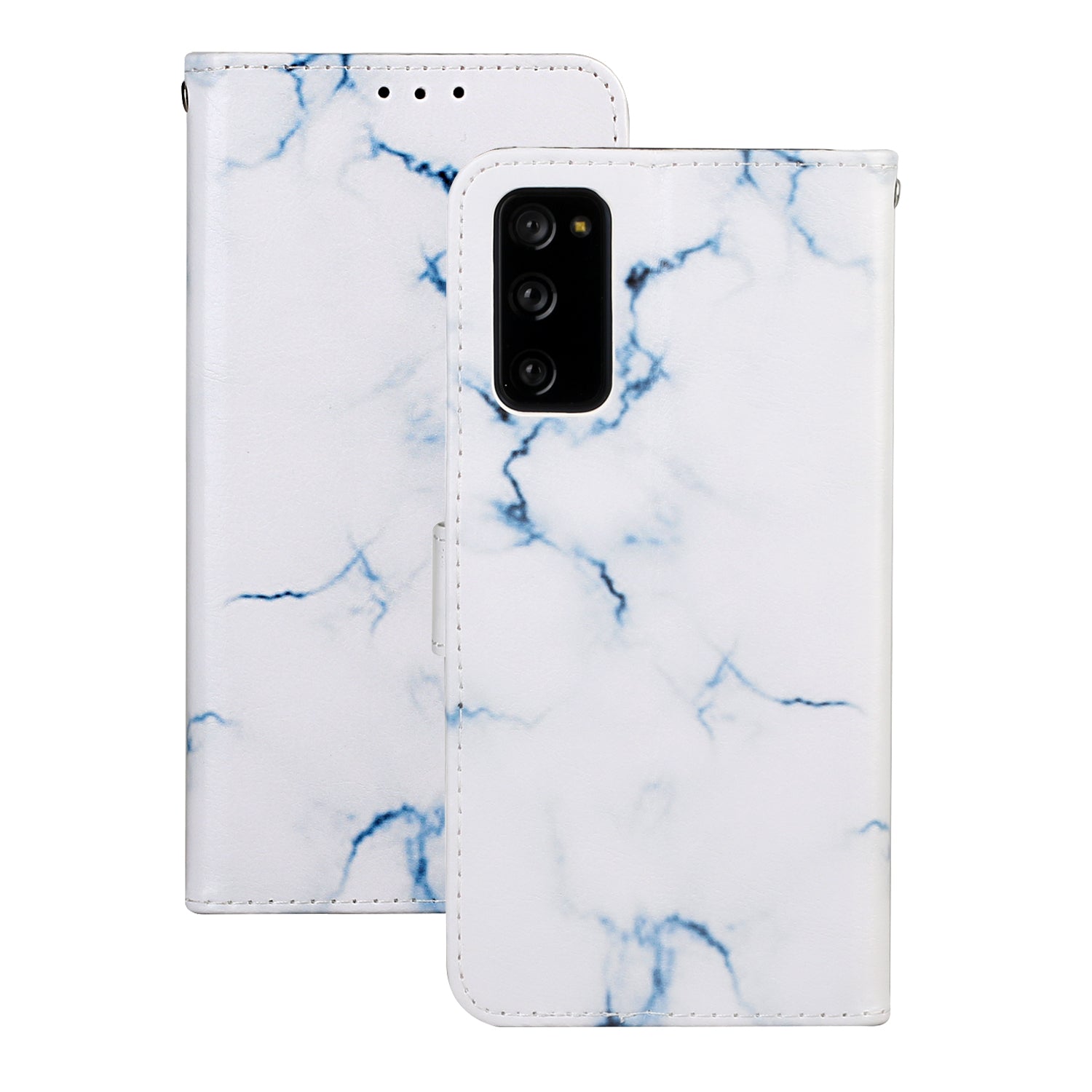 For Samsung Galaxy S20 FE 4G/5G/S20 Lite/S20 FE 2022 Pattern Printing Wallet Leather Protector Cover - White Marbling