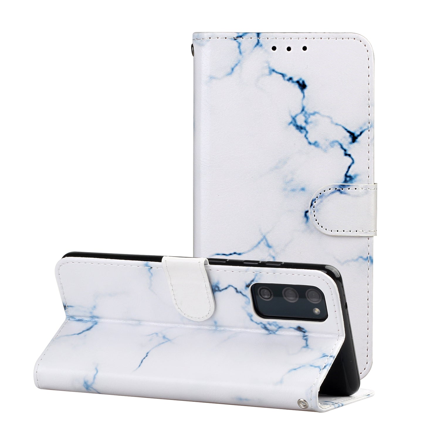 For Samsung Galaxy S20 FE 4G/5G/S20 Lite/S20 FE 2022 Pattern Printing Wallet Leather Protector Cover - White Marbling