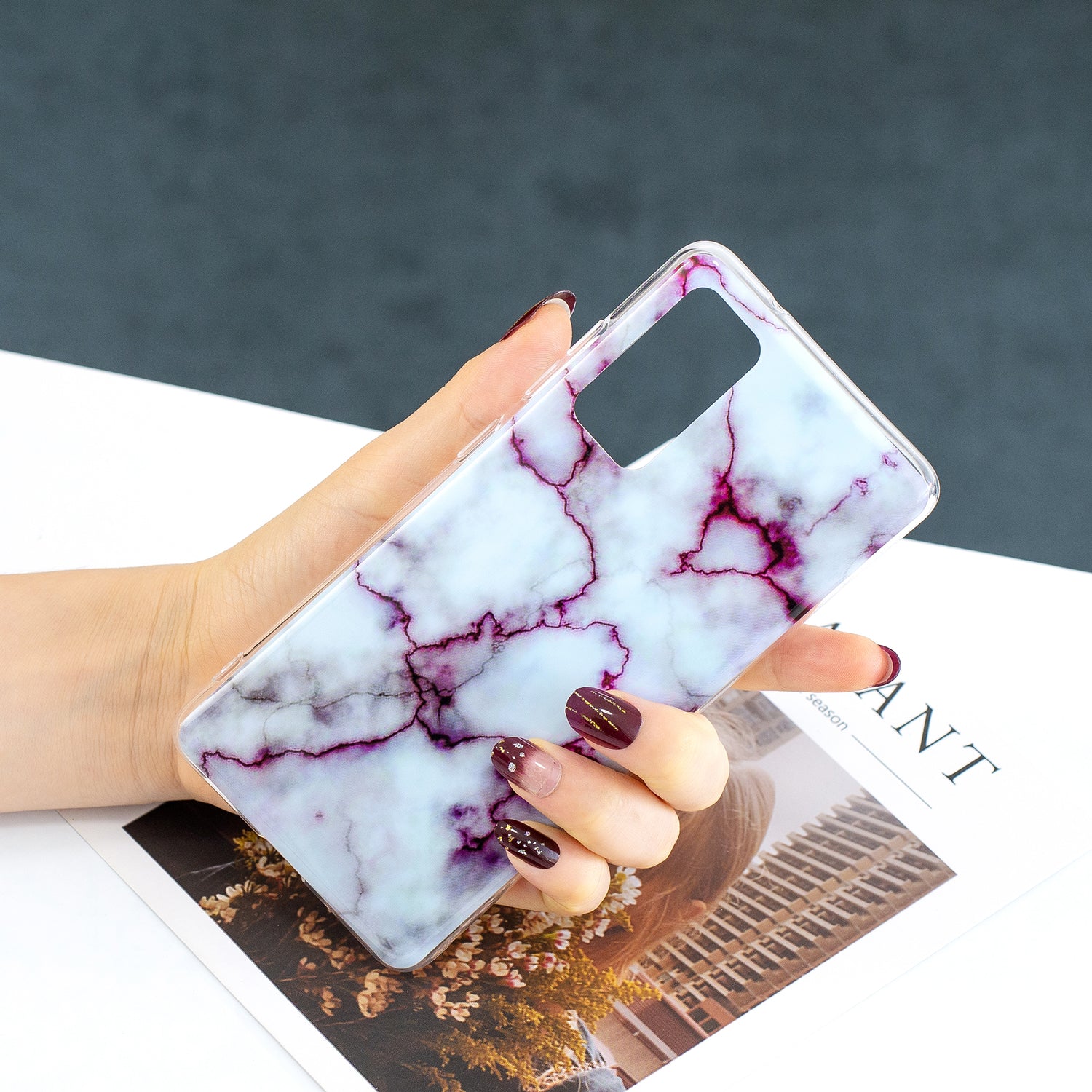 For Samsung Galaxy S20 FE 4G/5G/S20 Lite/S20 FE 2022 Marble Pattern Anti-drop IMD TPU Cover - Style C