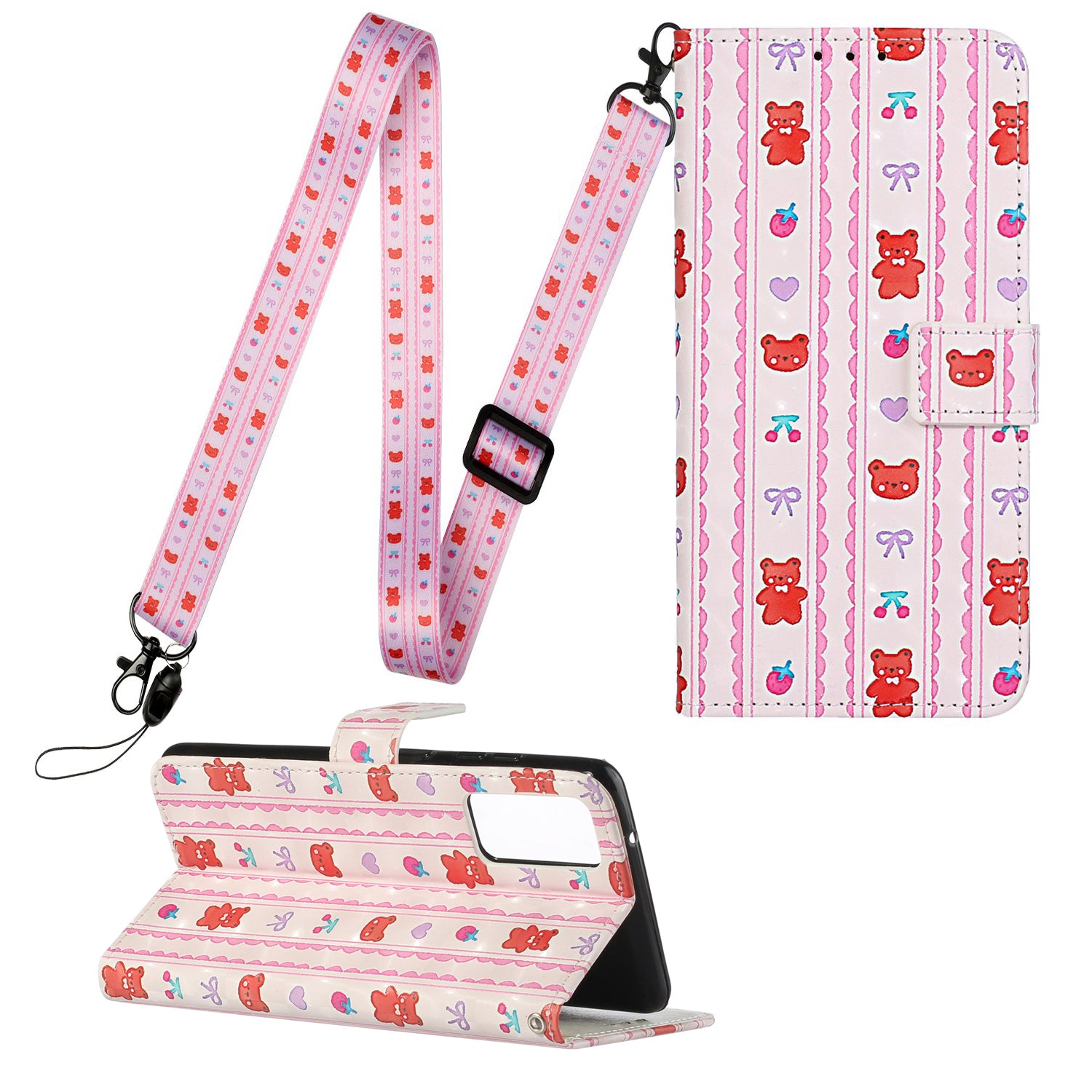 Pattern Printing Leather Protector for Samsung Galaxy S20 4G/S20 5G Stand Case with Hanging Strap - Bear