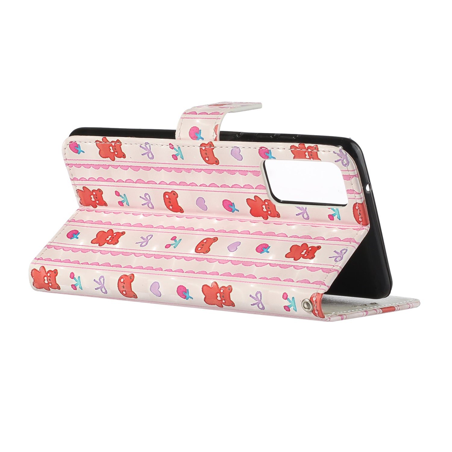 Pattern Printing Leather Protector for Samsung Galaxy S20 4G/S20 5G Stand Case with Hanging Strap - Bear