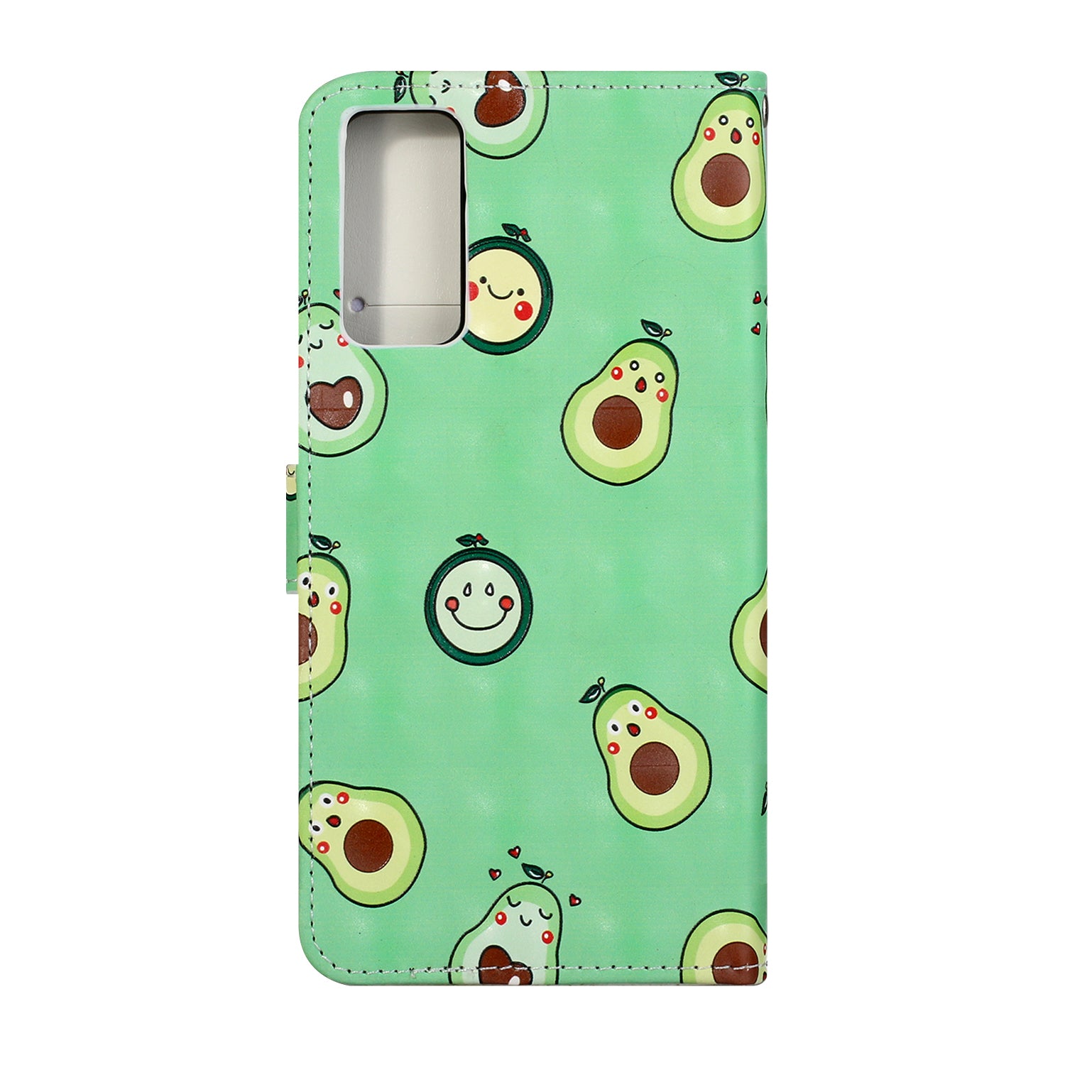 Pattern Printing Leather Protector for Samsung Galaxy S20 4G/S20 5G Stand Case with Hanging Strap - Avocado