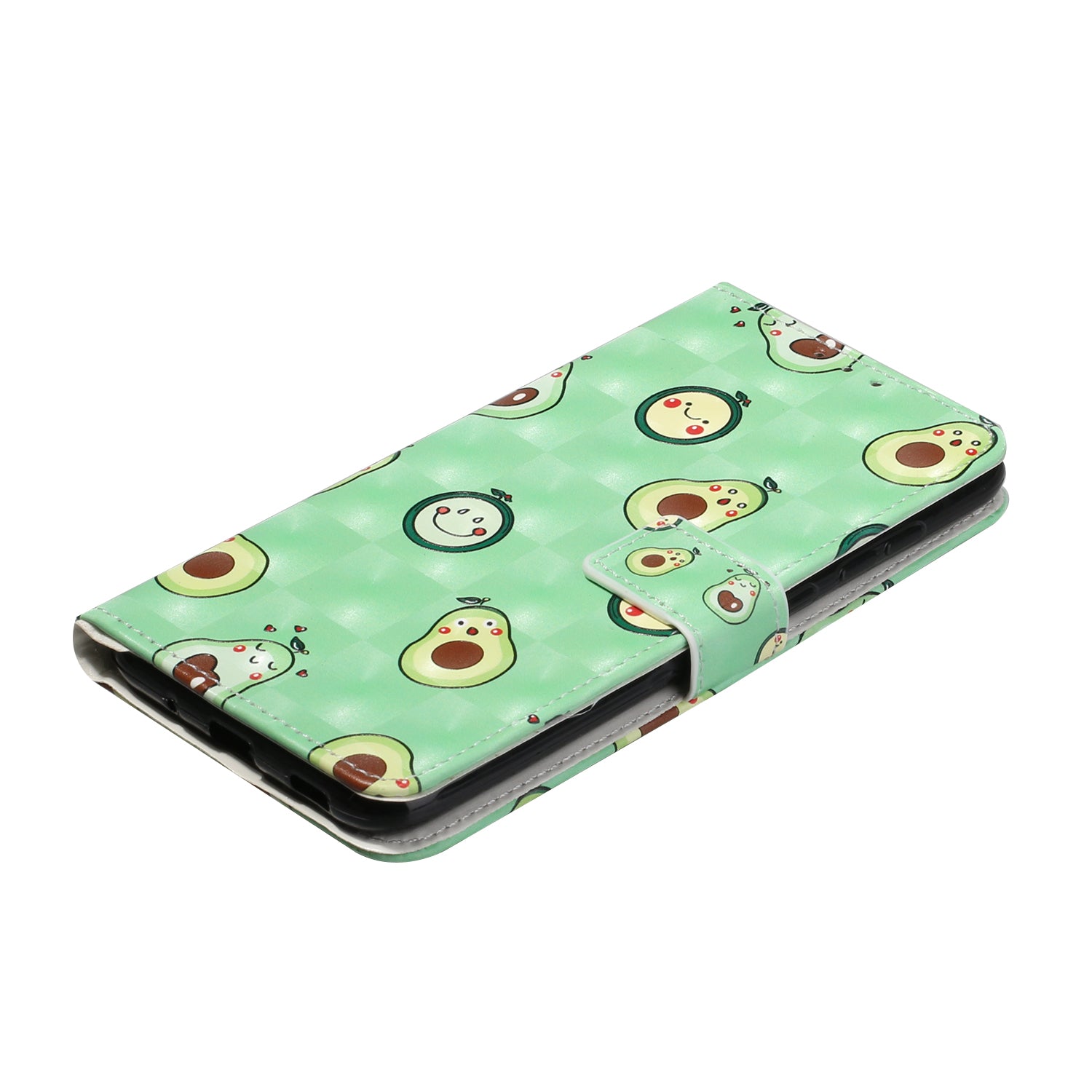 Pattern Printing Leather Protector for Samsung Galaxy S20 4G/S20 5G Stand Case with Hanging Strap - Avocado