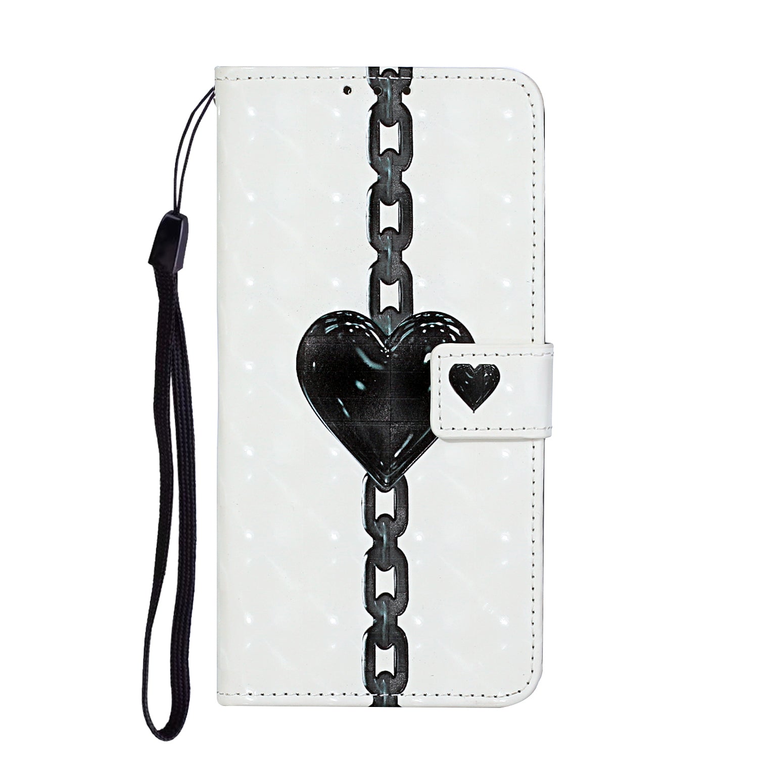 Pattern Printing Leather Protector for Samsung Galaxy S20 4G/S20 5G Stand Case with Hanging Strap - Heart Chain