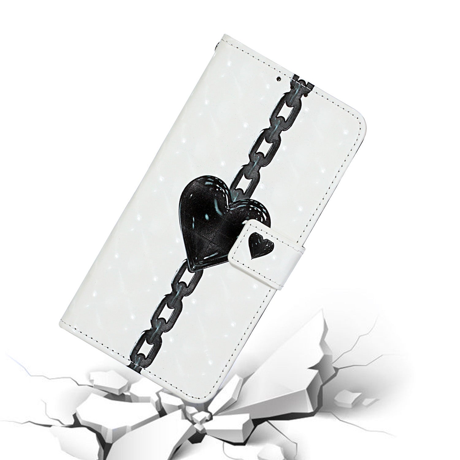 Pattern Printing Leather Protector for Samsung Galaxy S20 4G/S20 5G Stand Case with Hanging Strap - Heart Chain