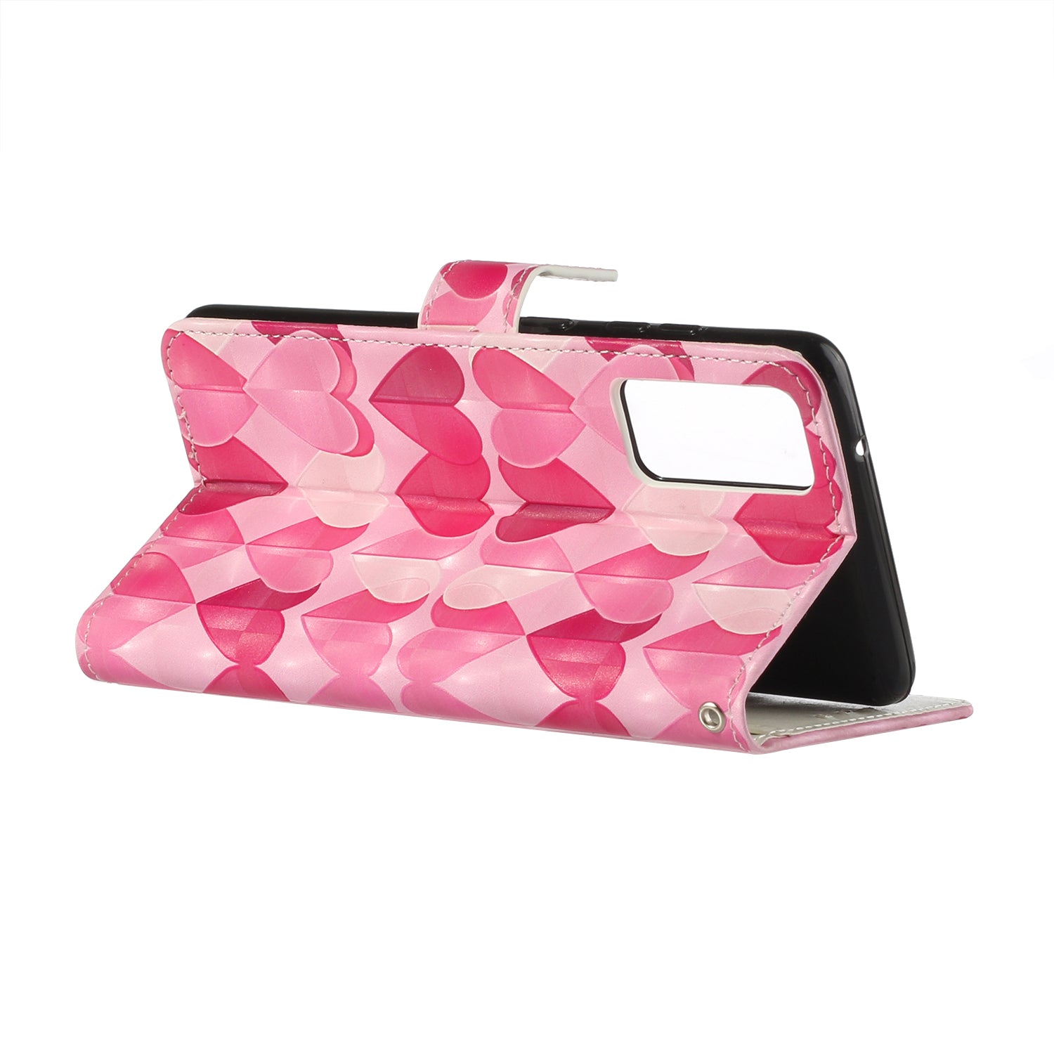 Pattern Printing Leather Protector for Samsung Galaxy S20 4G/S20 5G Stand Case with Hanging Strap - Hearts