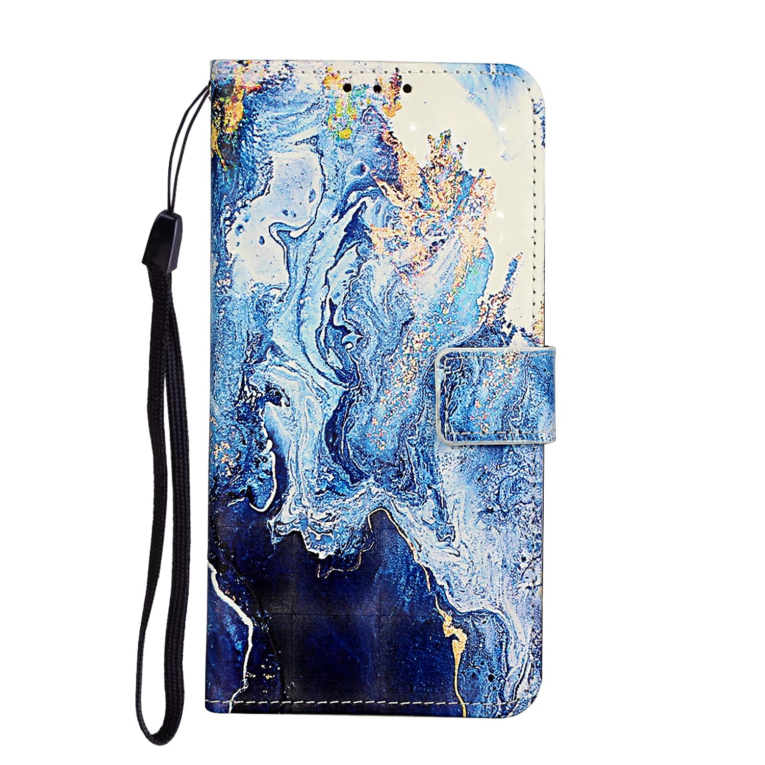 Pattern Printing Leather Protector for Samsung Galaxy S20 4G/S20 5G Stand Case with Hanging Strap - Marbling