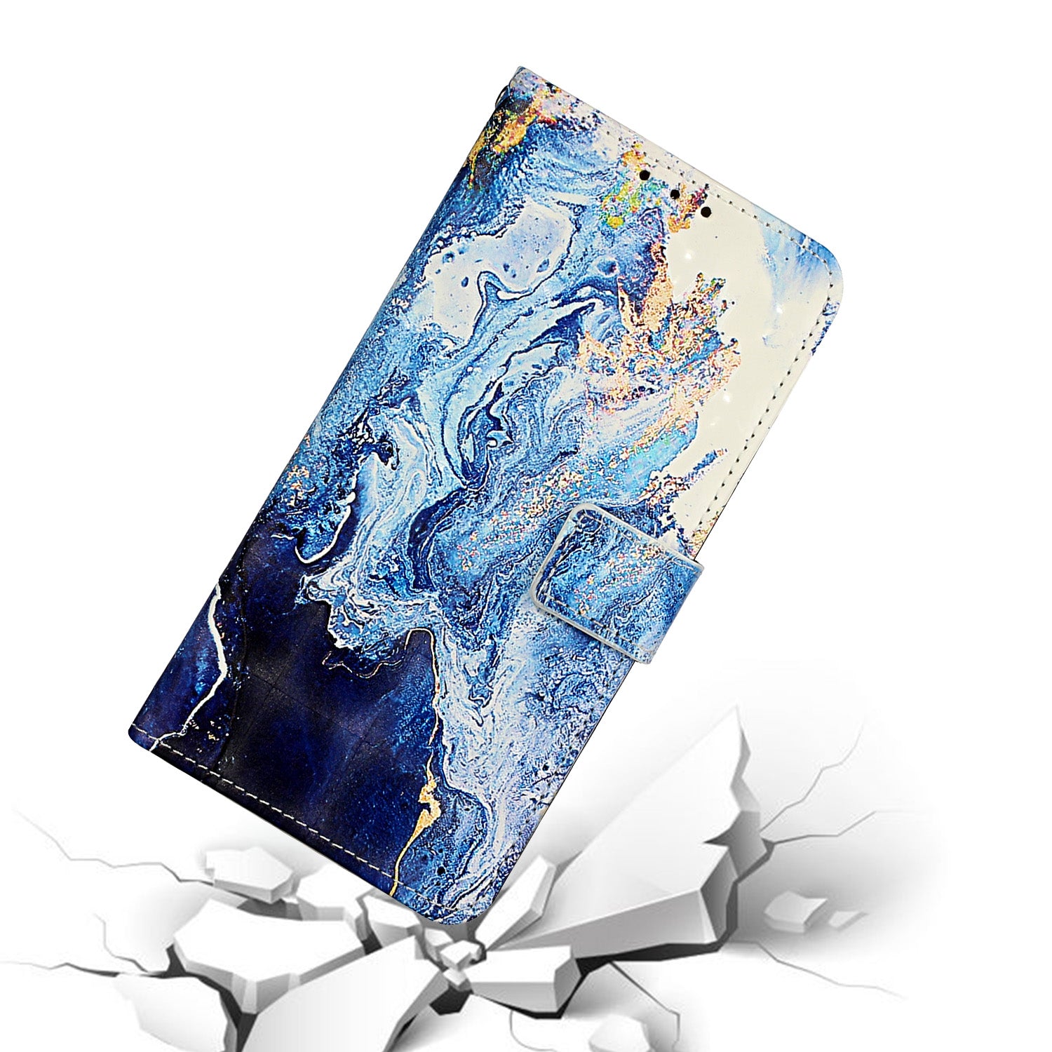 Pattern Printing Leather Protector for Samsung Galaxy S20 4G/S20 5G Stand Case with Hanging Strap - Marbling