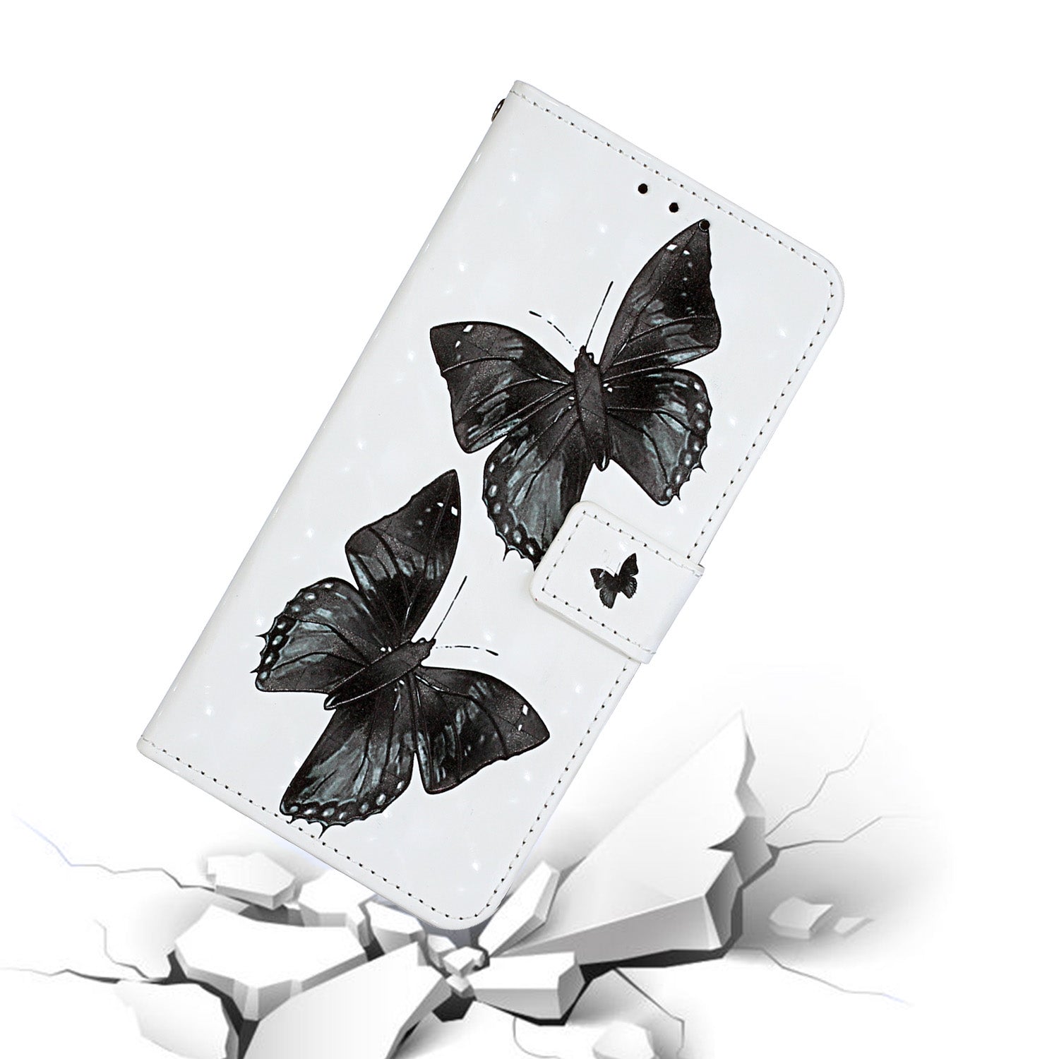 Pattern Printing Leather Protector for Samsung Galaxy S20 4G/S20 5G Stand Case with Hanging Strap - Butterfly