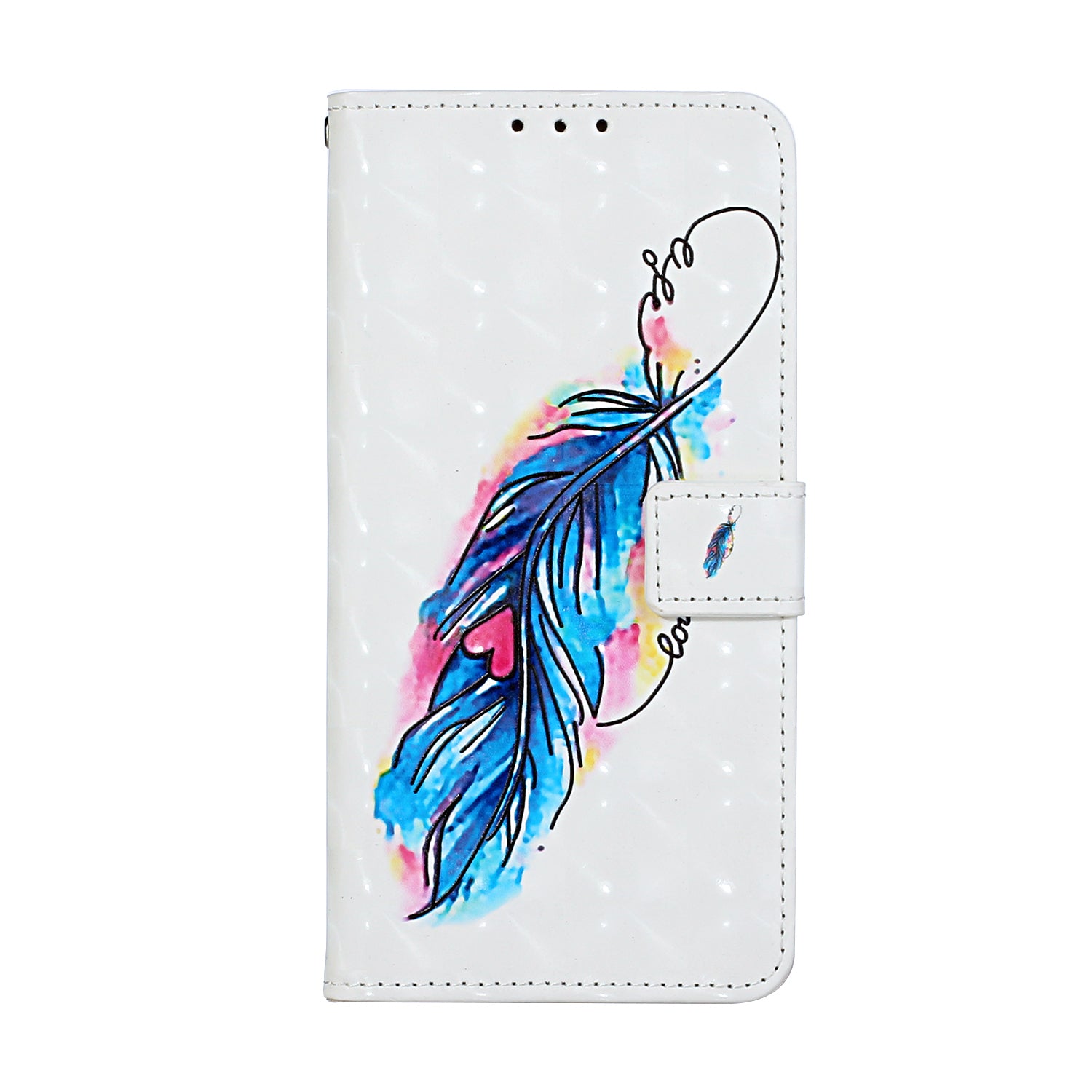 Pattern Printing Leather Protector for Samsung Galaxy S20 4G/S20 5G Stand Case with Hanging Strap - Feather