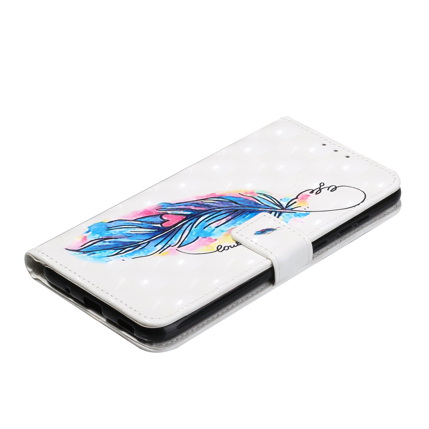 Pattern Printing Leather Protector for Samsung Galaxy S20 4G/S20 5G Stand Case with Hanging Strap - Feather