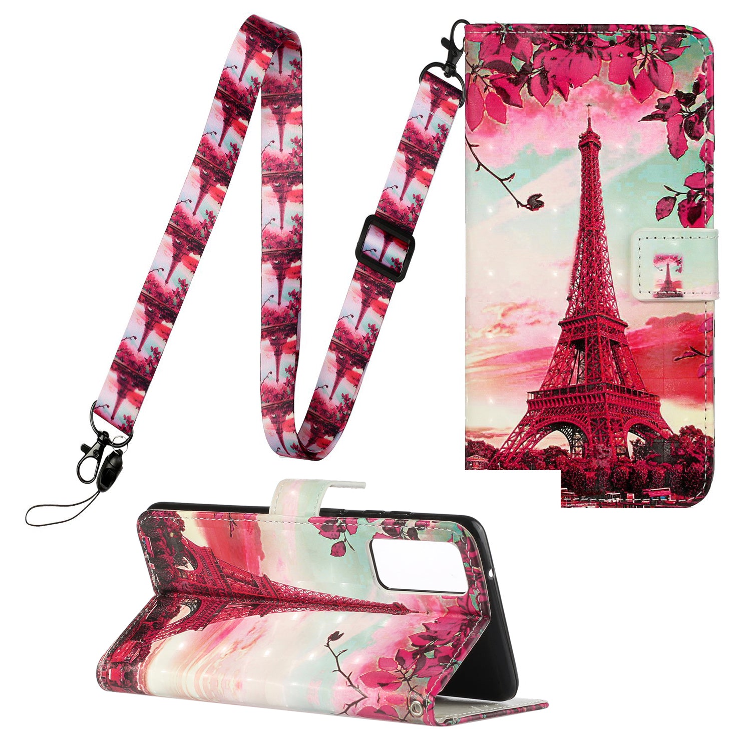 Pattern Printing Leather Protector with Hanging Strap for Samsung Galaxy S20 Plus/S20 Plus 5G  Stand Case - Tower