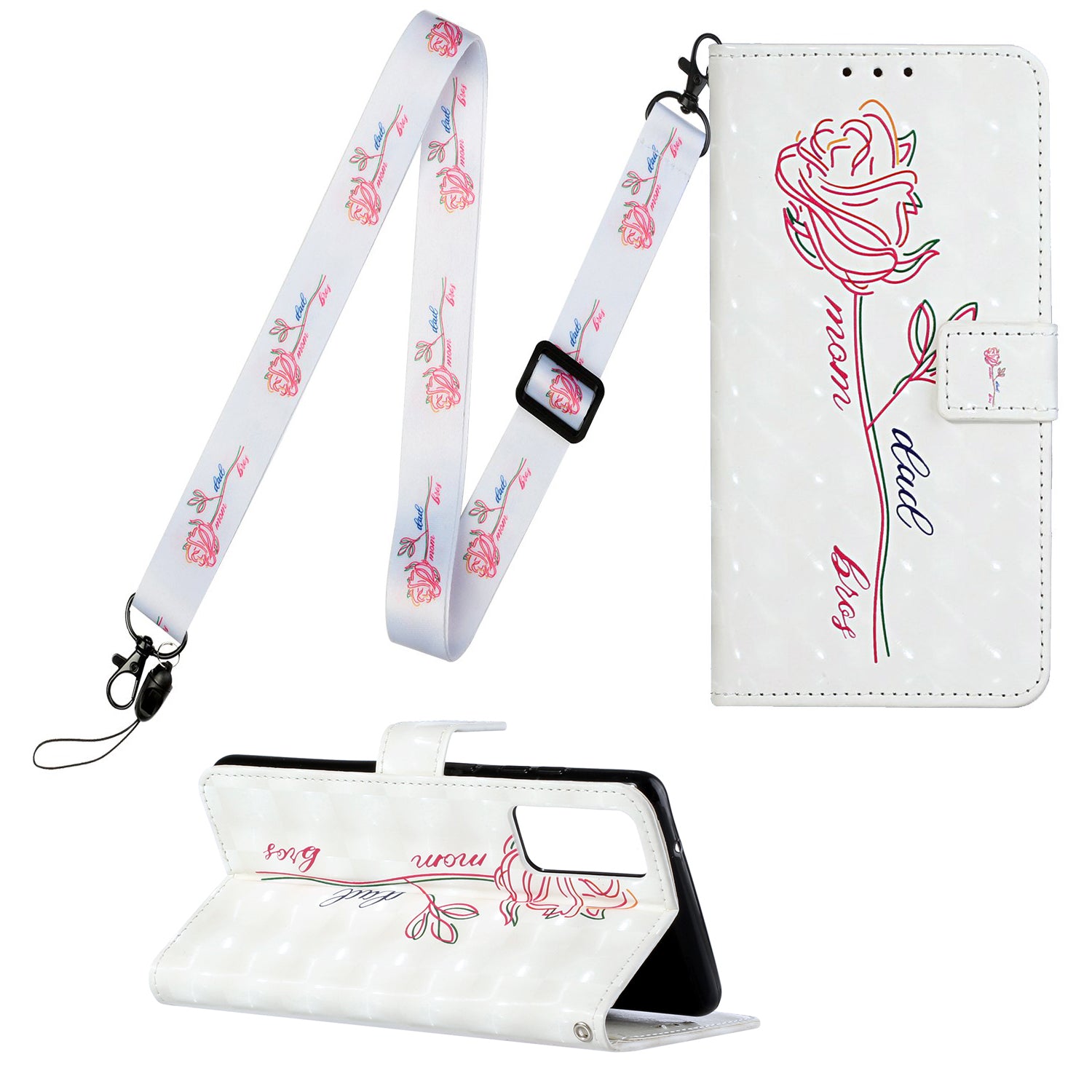 Pattern Printing Leather Protector with Hanging Strap for Samsung Galaxy S20 Plus/S20 Plus 5G  Stand Case - Flower