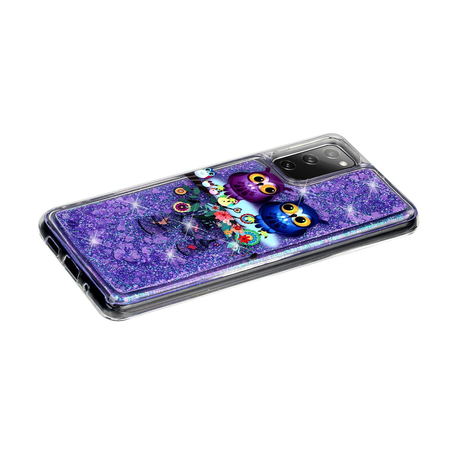 For Samsung Galaxy S20 FE 4G/5G/S20 Lite/S20 FE 2022 Glitter Powder Quicksand Patterned TPU Case - Couple Owls