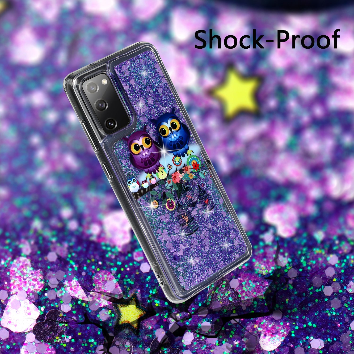 For Samsung Galaxy S20 FE 4G/5G/S20 Lite/S20 FE 2022 Glitter Powder Quicksand Patterned TPU Case - Couple Owls