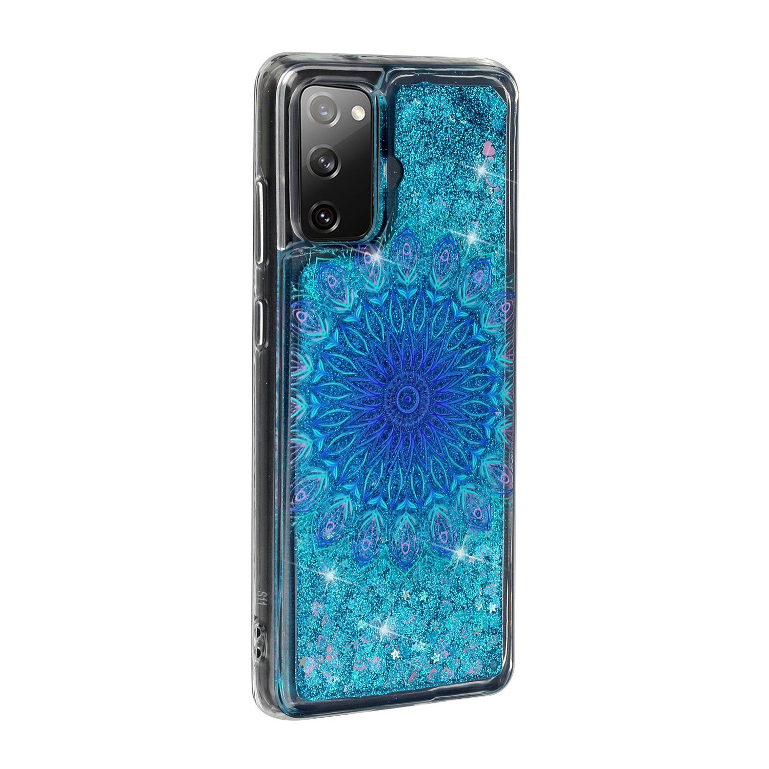 For Samsung Galaxy S20 FE 4G/5G/S20 Lite/S20 FE 2022 Glitter Powder Quicksand Patterned TPU Case - Blue Malanda Flower