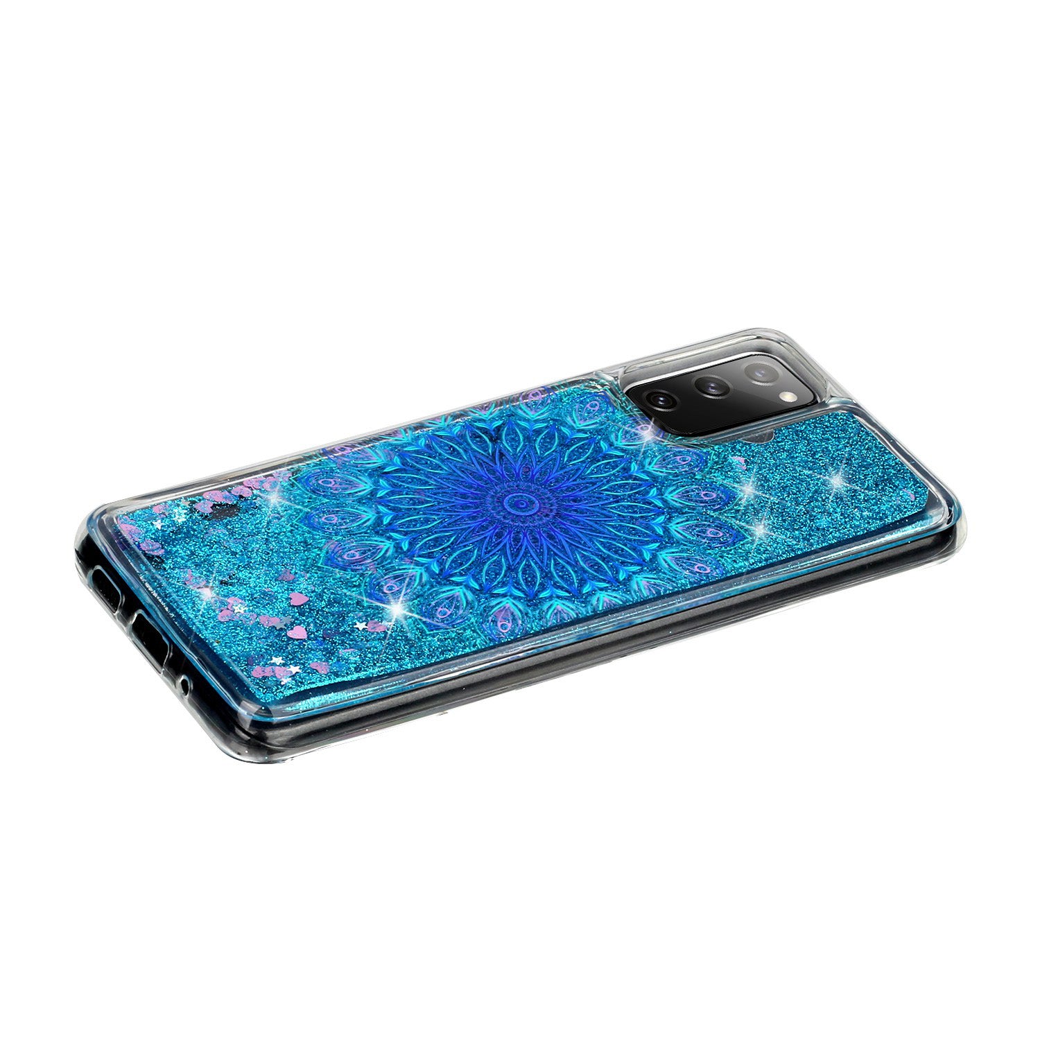 For Samsung Galaxy S20 FE 4G/5G/S20 Lite/S20 FE 2022 Glitter Powder Quicksand Patterned TPU Case - Blue Malanda Flower