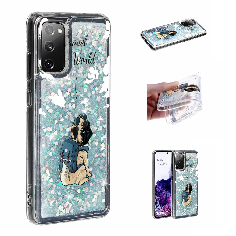 For Samsung Galaxy S20 FE 4G/5G/S20 Lite/S20 FE 2022 Glitter Powder Quicksand Patterned TPU Case - Dog