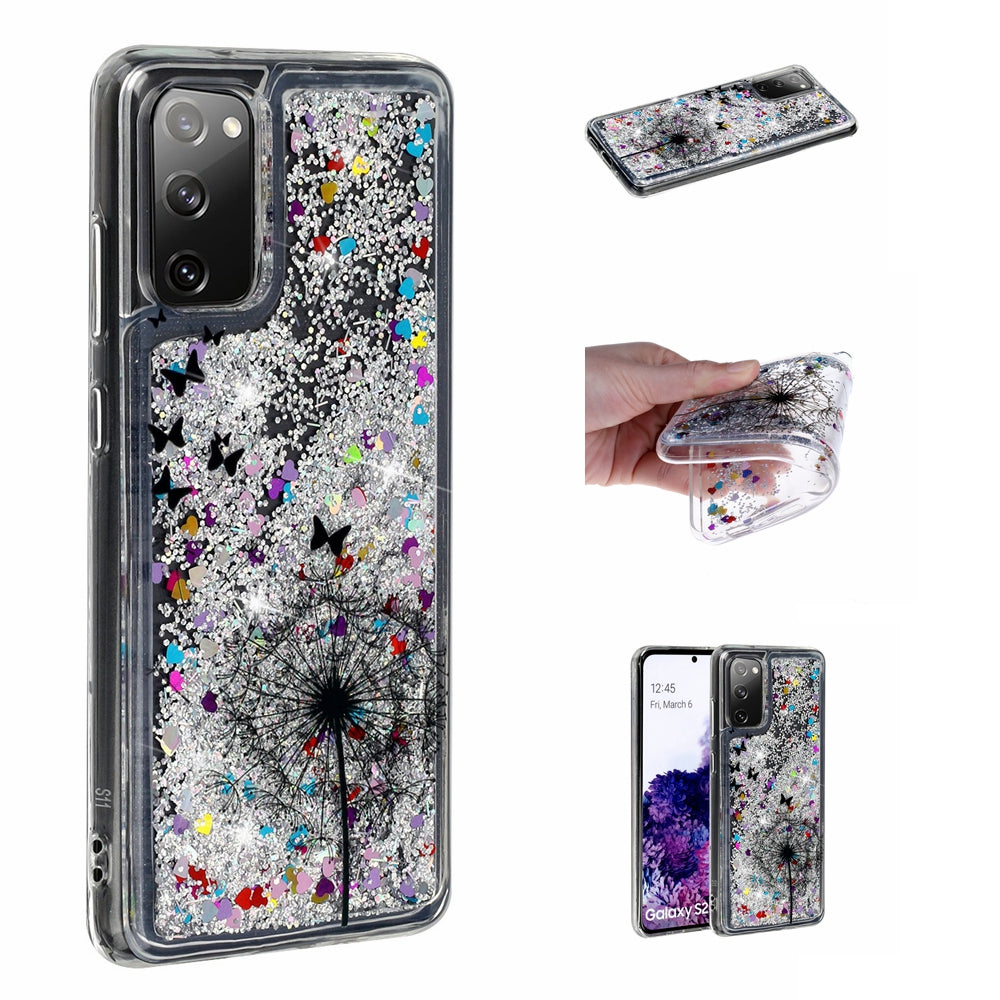 For Samsung Galaxy S20 FE 4G/5G/S20 Lite/S20 FE 2022 Glitter Powder Quicksand Patterned TPU Case - Dandelion