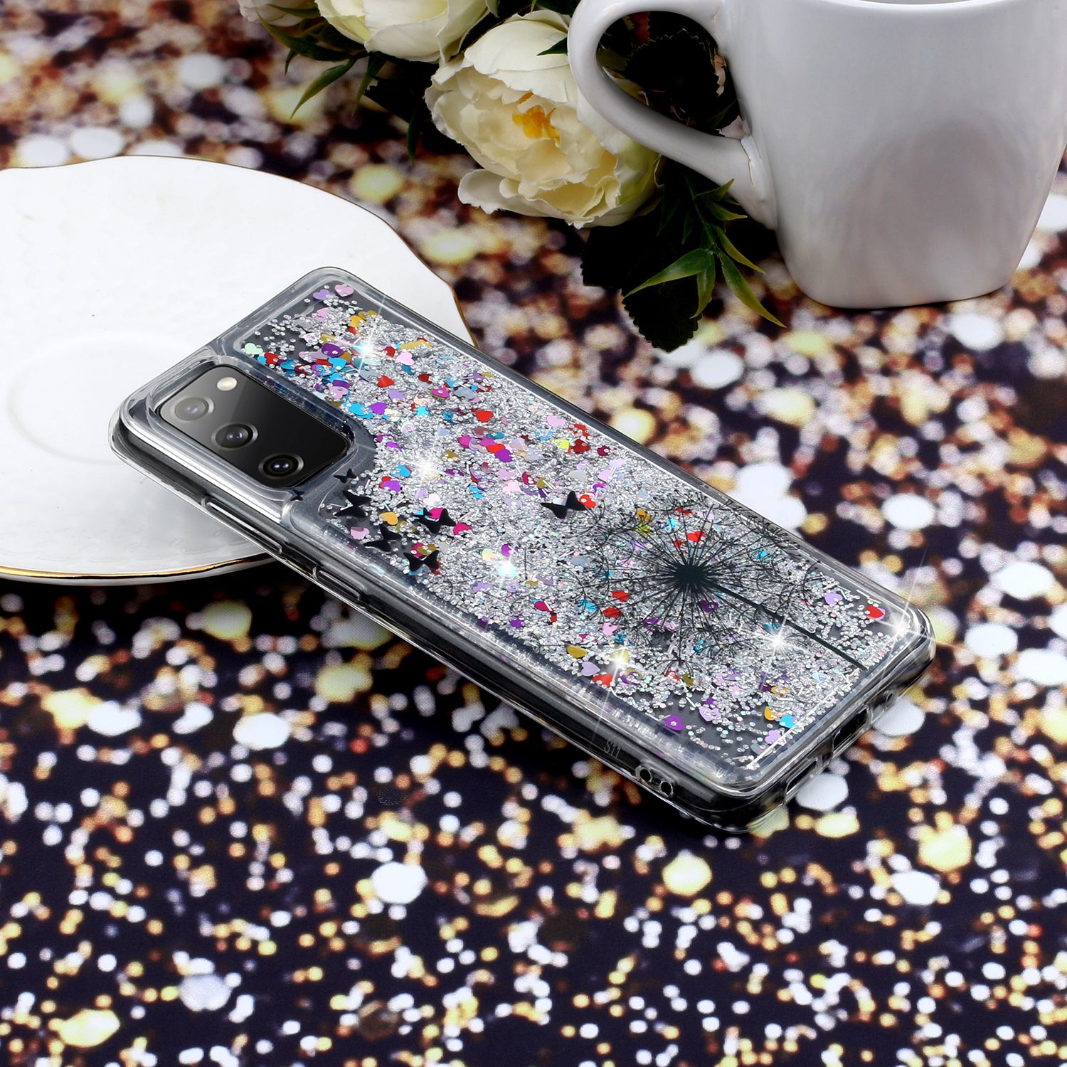 For Samsung Galaxy S20 FE 4G/5G/S20 Lite/S20 FE 2022 Glitter Powder Quicksand Patterned TPU Case - Dandelion