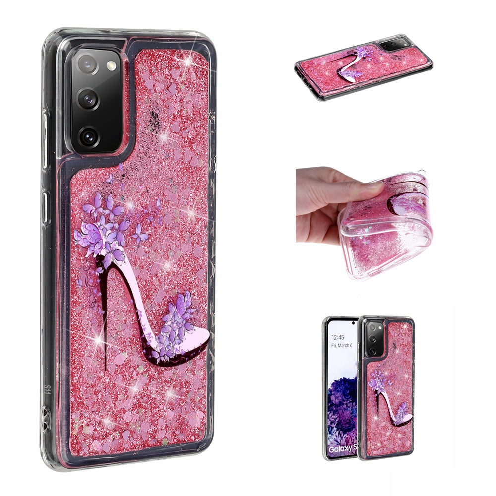 For Samsung Galaxy S20 FE 4G/5G/S20 Lite/S20 FE 2022 Glitter Powder Quicksand Patterned TPU Case - High Heels