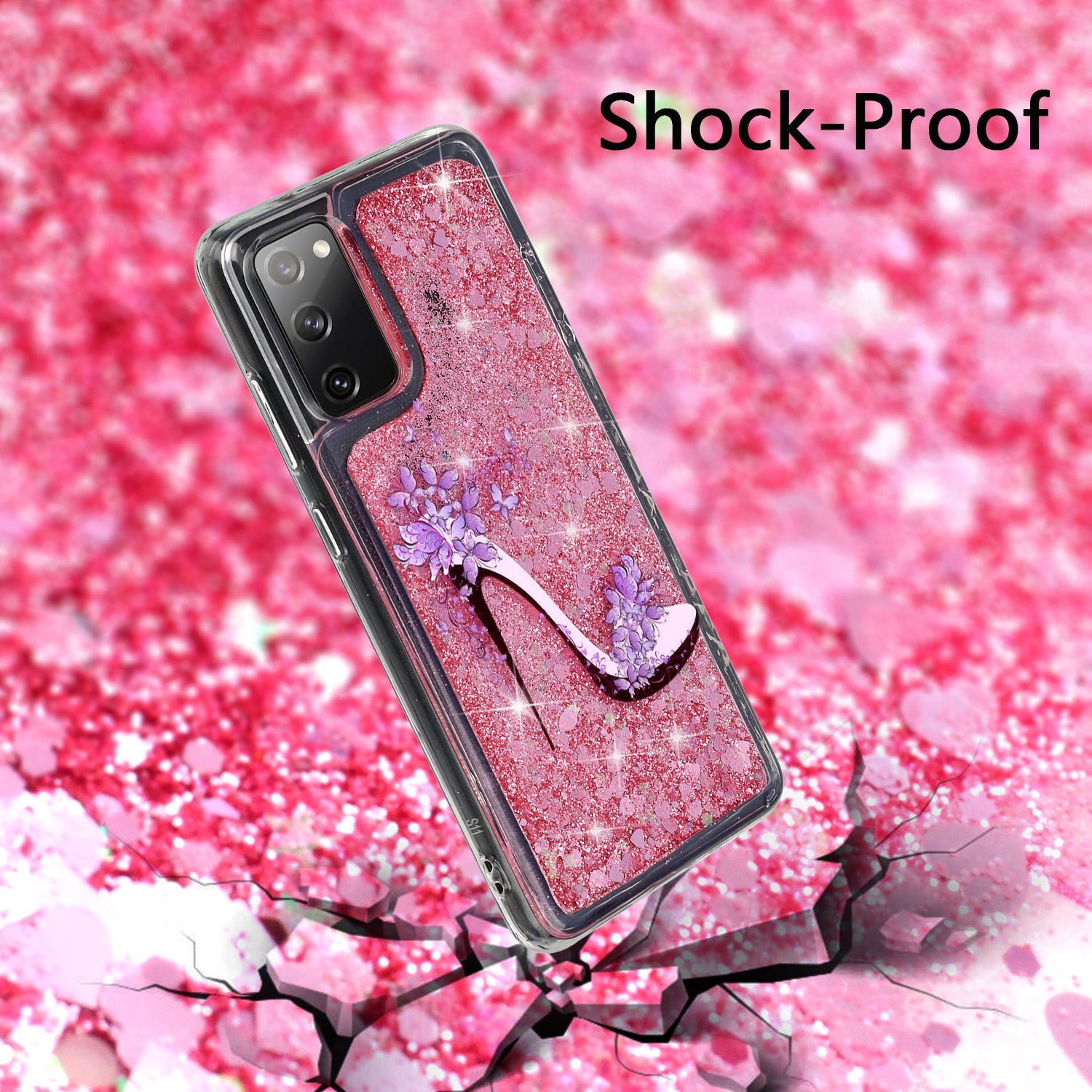 For Samsung Galaxy S20 FE 4G/5G/S20 Lite/S20 FE 2022 Glitter Powder Quicksand Patterned TPU Case - High Heels