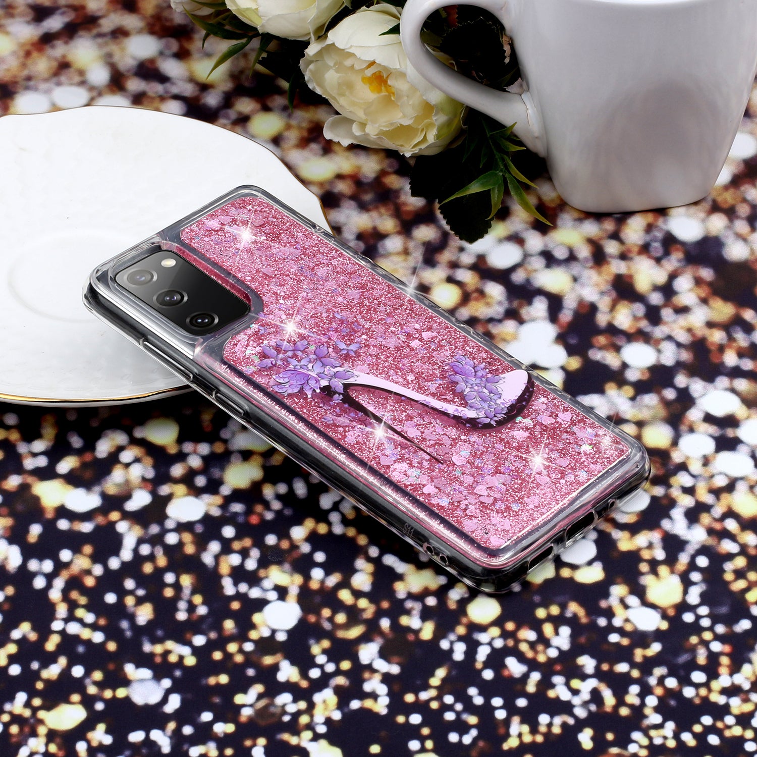 For Samsung Galaxy S20 FE 4G/5G/S20 Lite/S20 FE 2022 Glitter Powder Quicksand Patterned TPU Case - High Heels