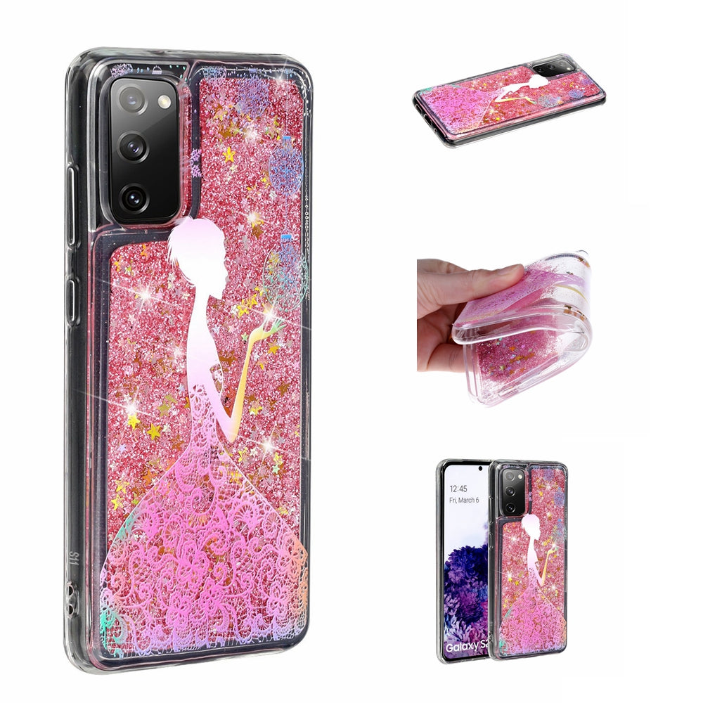 For Samsung Galaxy S20 FE 4G/5G/S20 Lite/S20 FE 2022 Glitter Powder Quicksand Patterned TPU Case - Girl