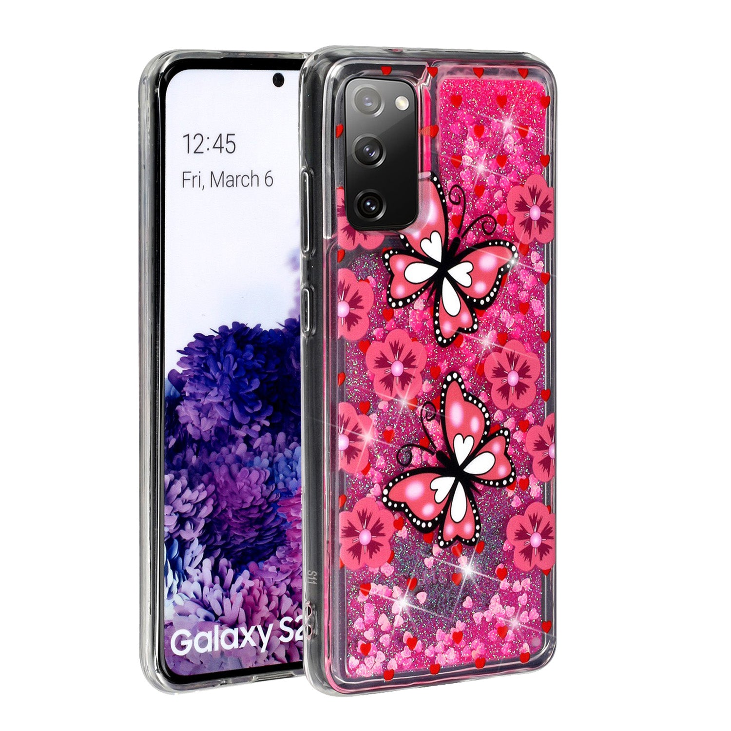 For Samsung Galaxy S20 FE 4G/5G/S20 Lite/S20 FE 2022 Glitter Powder Quicksand Patterned TPU Case - Butterflies