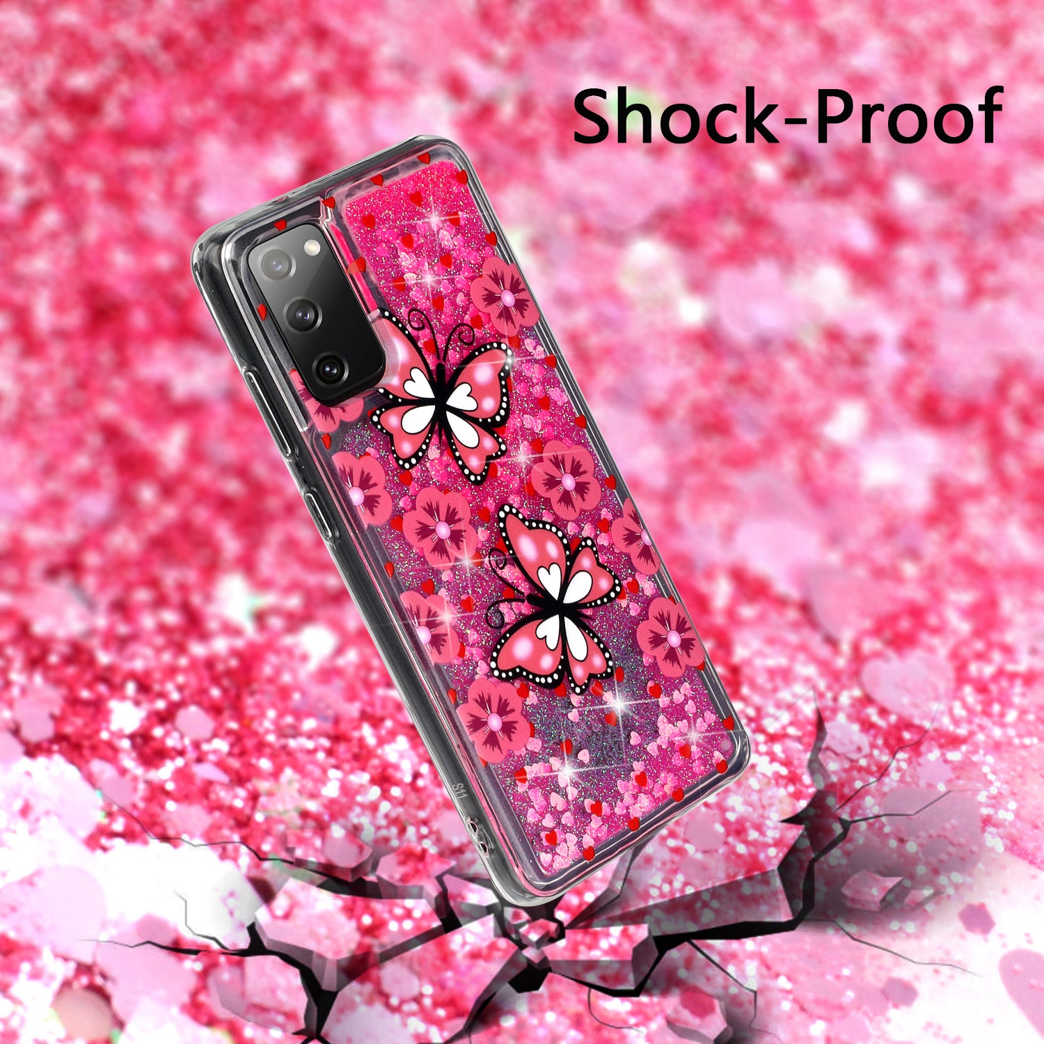 For Samsung Galaxy S20 FE 4G/5G/S20 Lite/S20 FE 2022 Glitter Powder Quicksand Patterned TPU Case - Butterflies