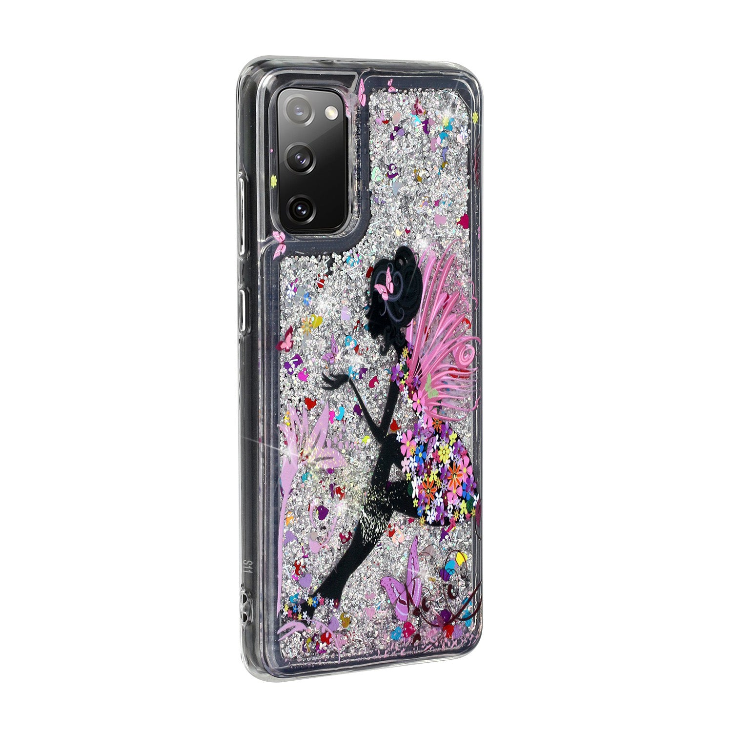 For Samsung Galaxy S20 FE 4G/5G/S20 Lite/S20 FE 2022 Glitter Powder Quicksand Patterned TPU Case - Girl and Butterfly