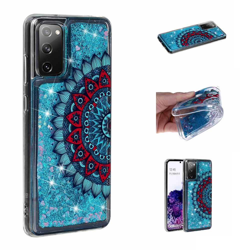 For Samsung Galaxy S20 FE 4G/5G/S20 Lite/S20 FE 2022 Glitter Powder Quicksand Patterned TPU Case - Mandala Flower