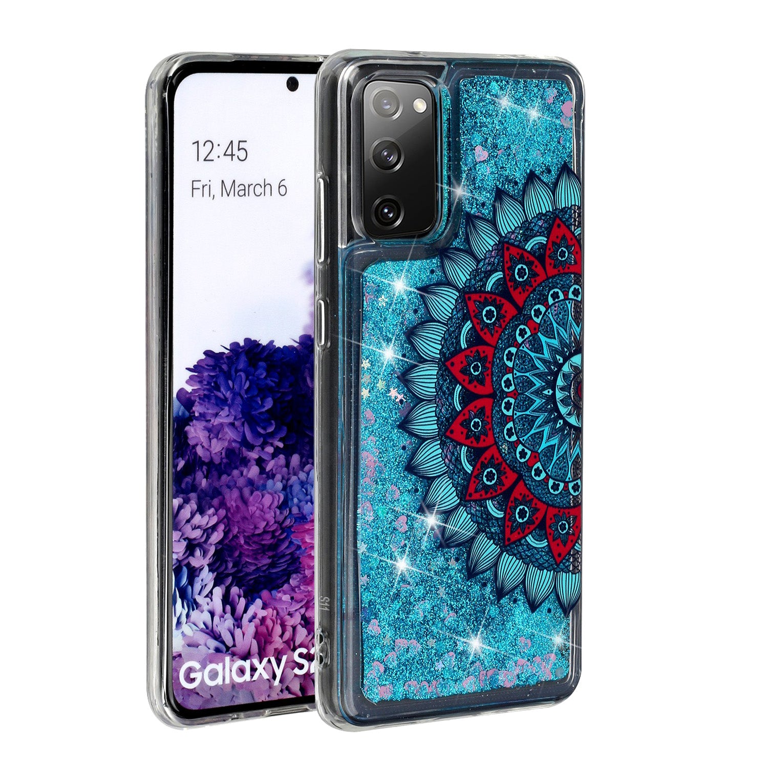 For Samsung Galaxy S20 FE 4G/5G/S20 Lite/S20 FE 2022 Glitter Powder Quicksand Patterned TPU Case - Mandala Flower