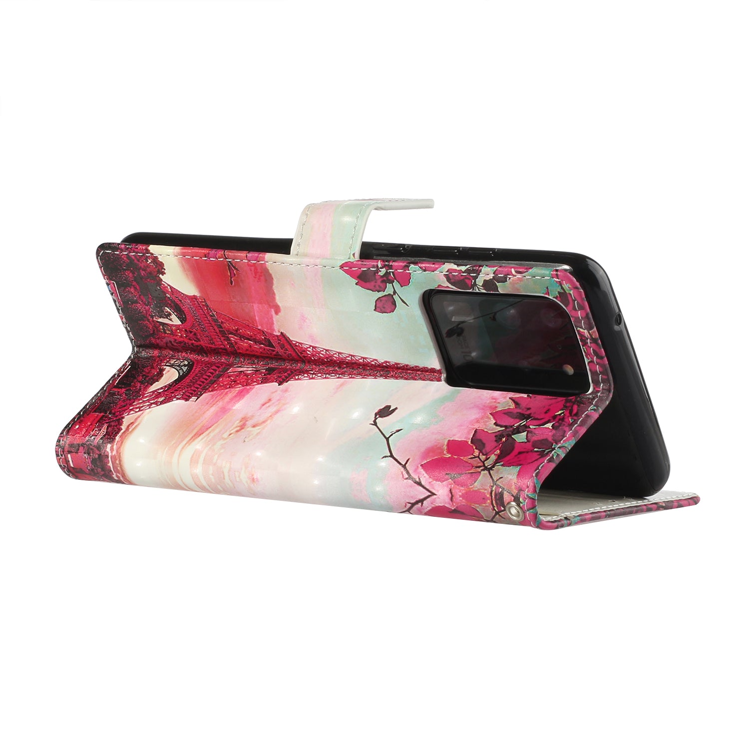 3D Pattern Printing Leather Case Wallet Shell with Adjustable Lanyard for Samsung Galaxy S20 Ultra - Tower