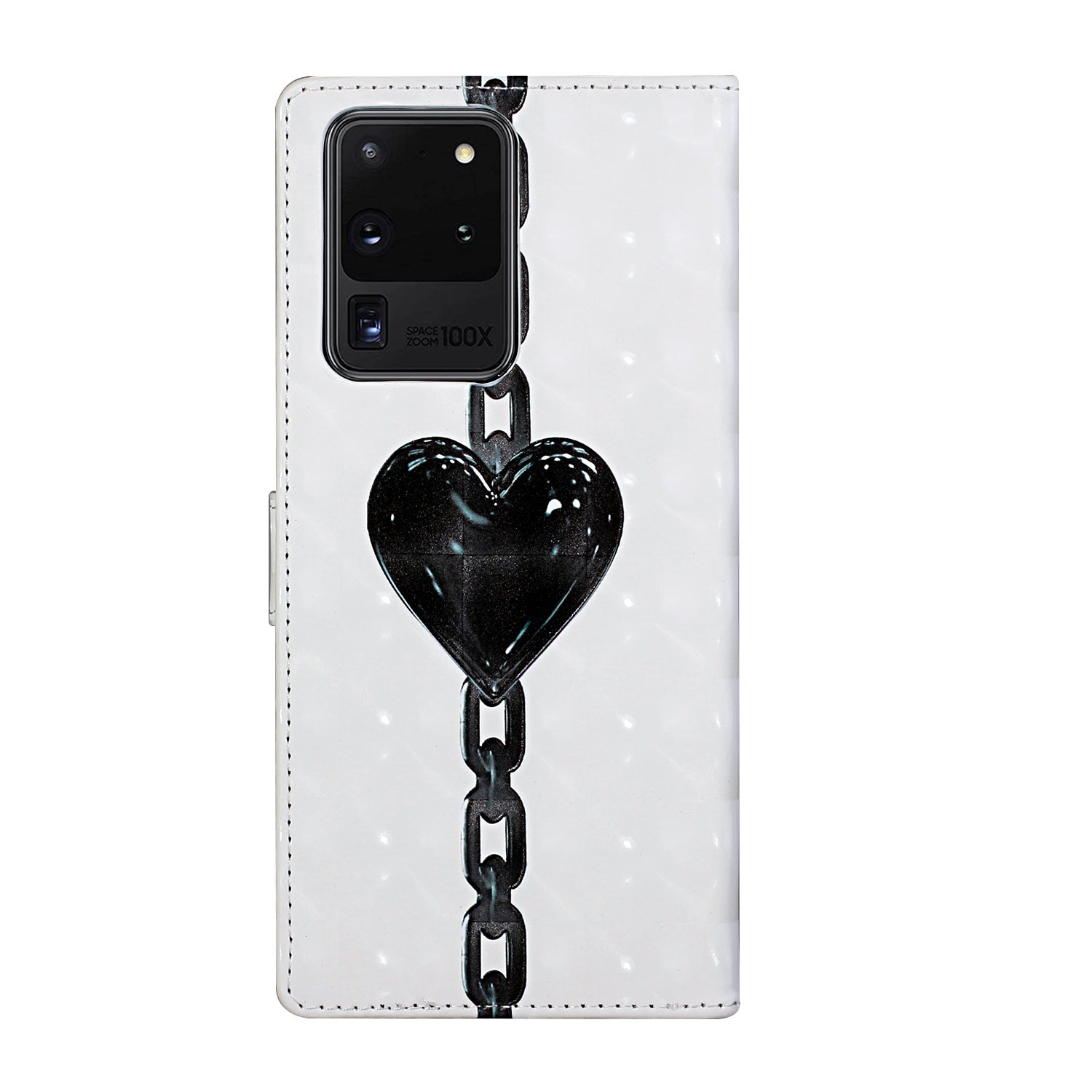 3D Pattern Printing Leather Case Wallet Shell with Adjustable Lanyard for Samsung Galaxy S20 Ultra - Heart Chain