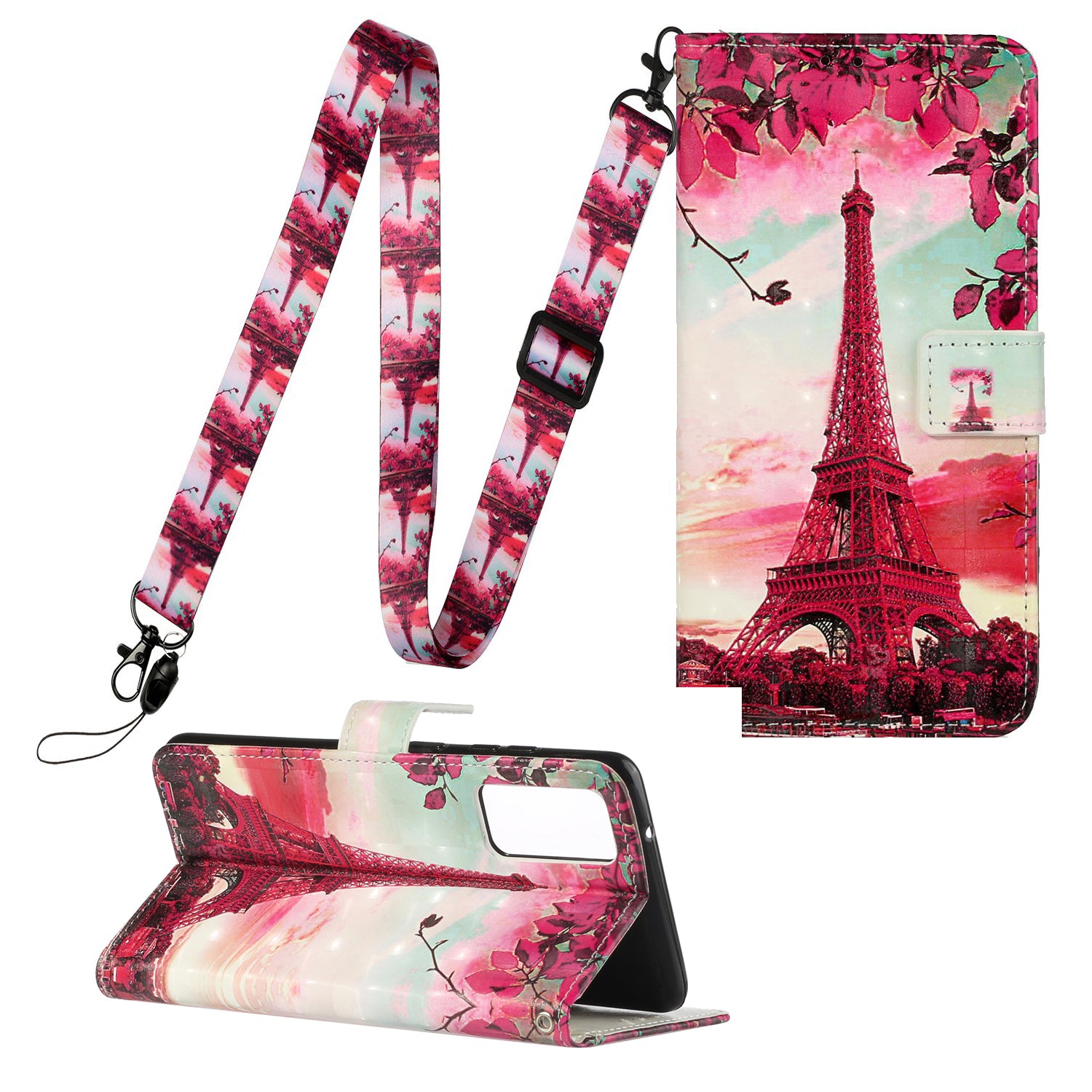 For Samsung Galaxy S20 FE 4G/5G/S20 Lite/S20 FE 2022 Pattern Printing Leather Cover with Hanging Strap - Tower