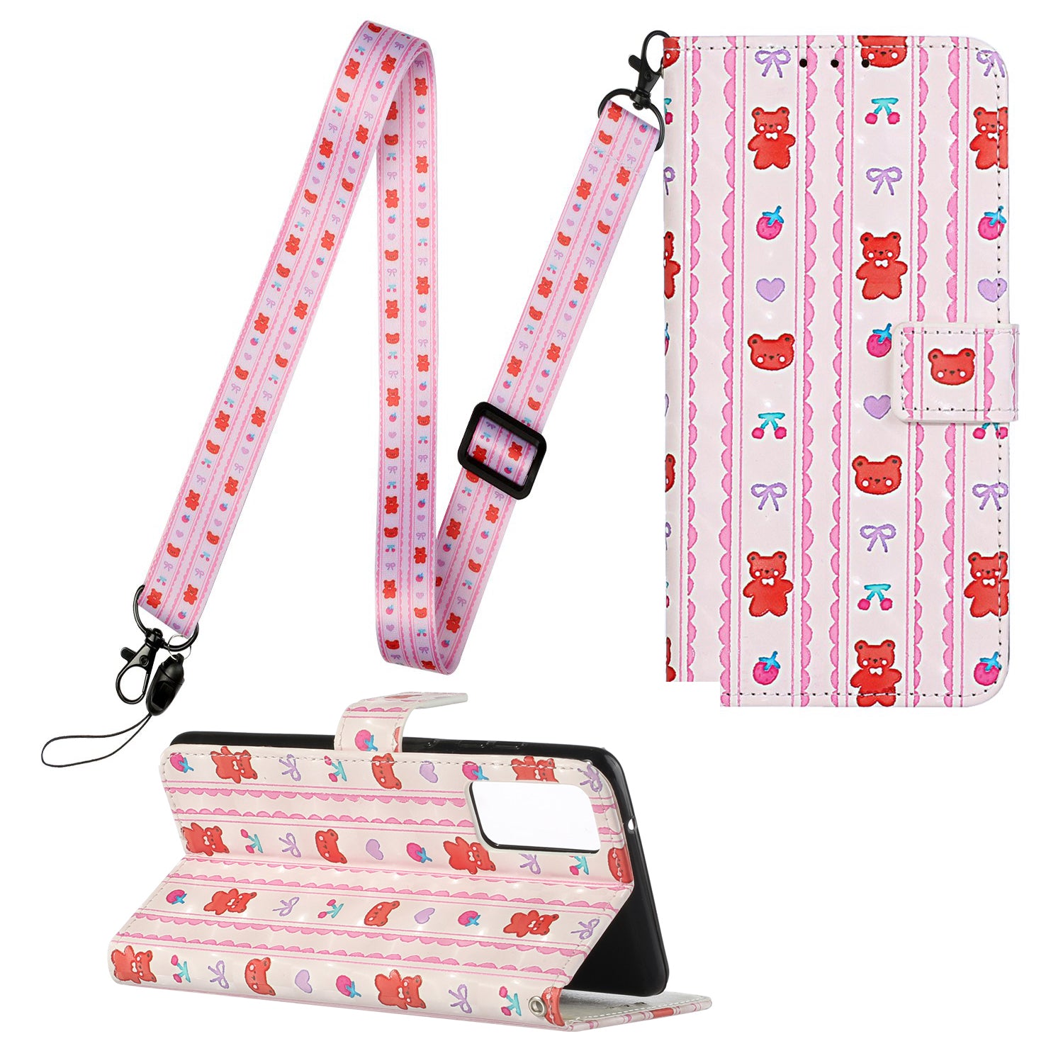 For Samsung Galaxy S20 FE 4G/5G/S20 Lite/S20 FE 2022 Pattern Printing Leather Cover with Hanging Strap - Bear