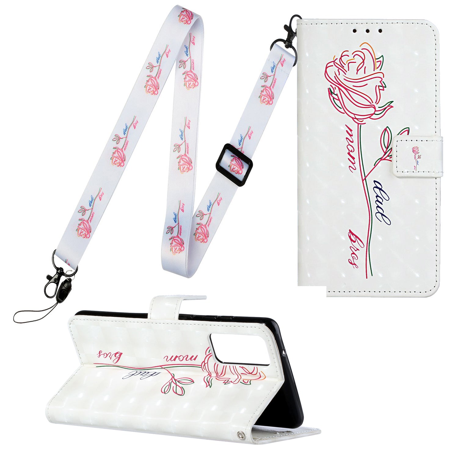 For Samsung Galaxy S20 FE 4G/5G/S20 Lite/S20 FE 2022 Pattern Printing Leather Cover with Hanging Strap - Flower