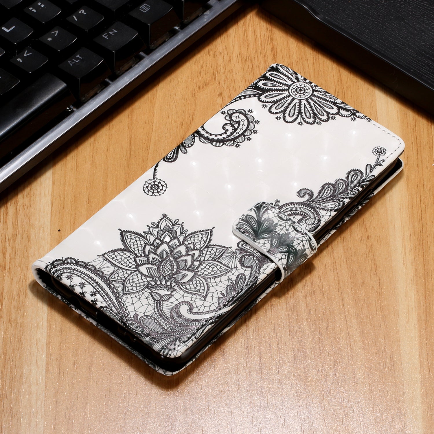 For Samsung Galaxy S20 FE 4G/5G/S20 Lite/S20 FE 2022 Light Spot Decor Pattern Printing Leather Case - Lace Flower