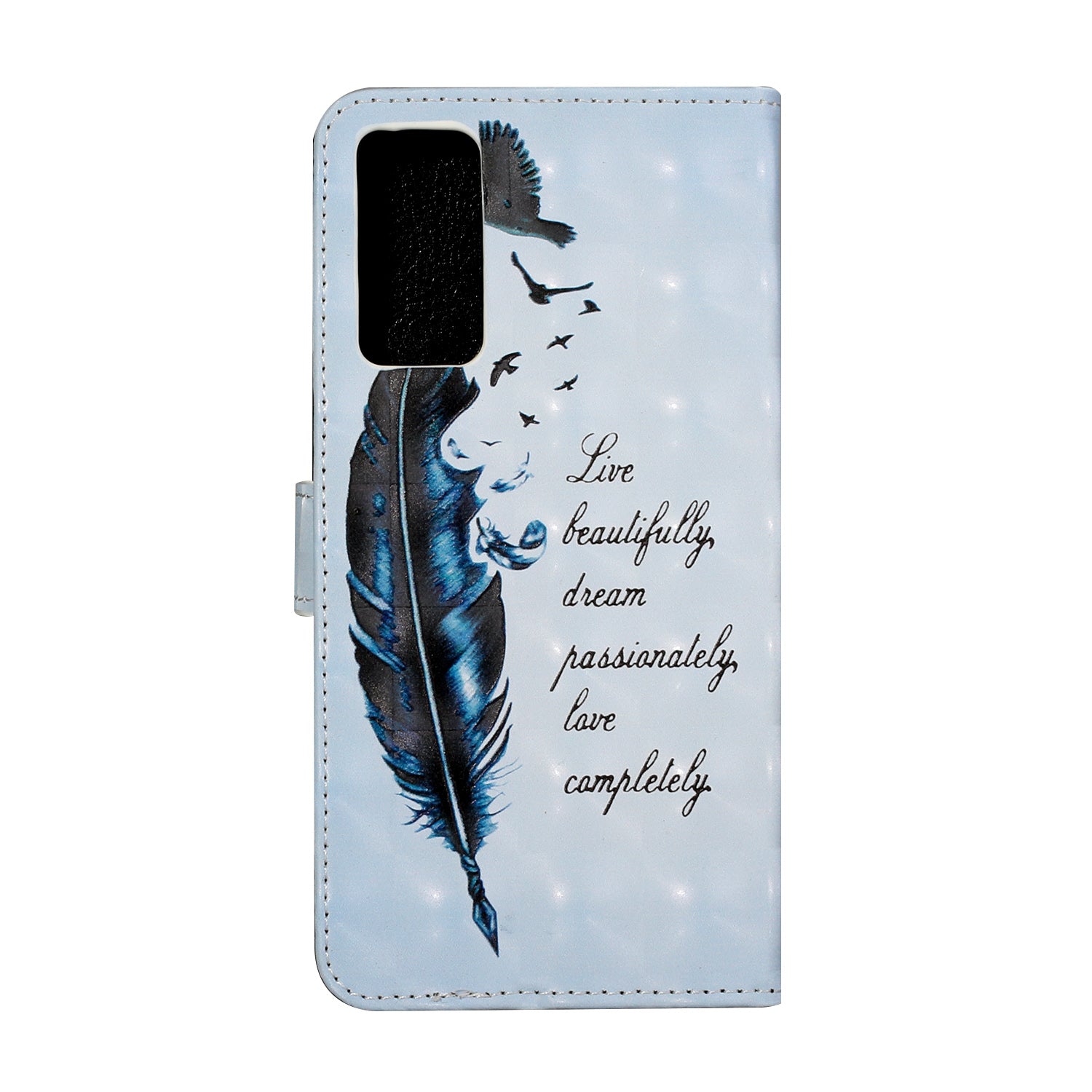 For Samsung Galaxy S20 FE 4G/5G/S20 Lite/S20 FE 2022 Light Spot Decor Pattern Printing Leather Case - Blue Feather