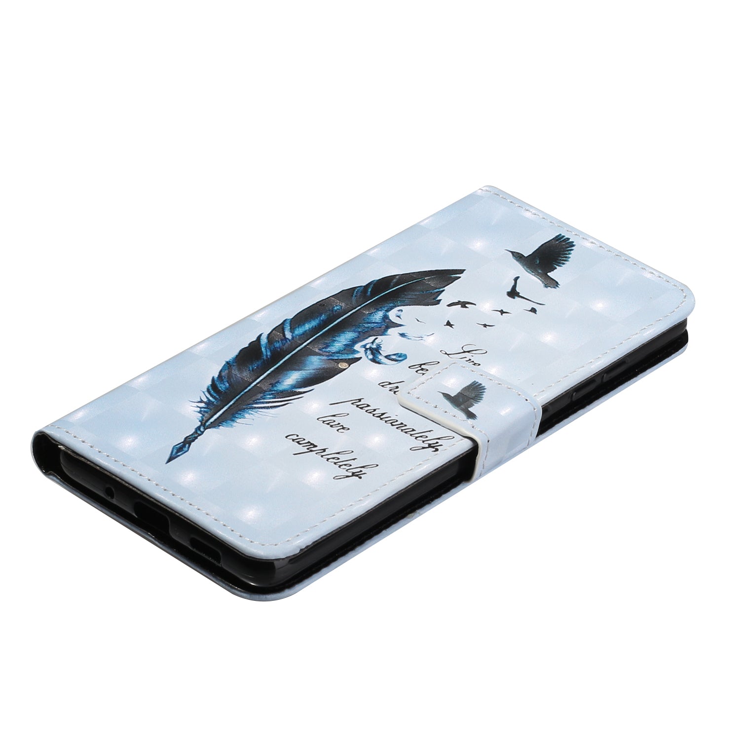 For Samsung Galaxy S20 FE 4G/5G/S20 Lite/S20 FE 2022 Light Spot Decor Pattern Printing Leather Case - Blue Feather