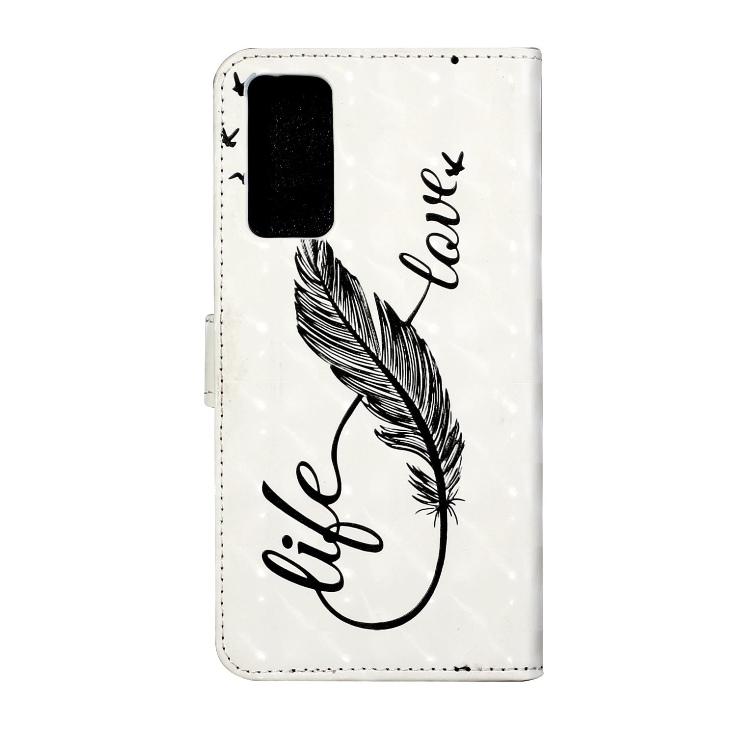 For Samsung Galaxy S20 FE 4G/5G/S20 Lite/S20 FE 2022 Light Spot Decor Pattern Printing Leather Case - Black Feather