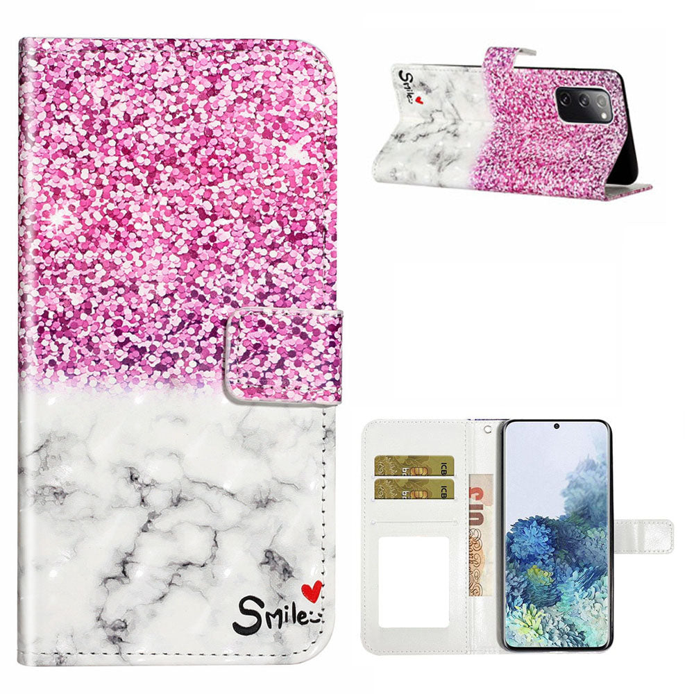 For Samsung Galaxy S20 FE 4G/5G/S20 Lite/S20 FE 2022 Light Spot Decor Pattern Printing Leather Case- Rose and White