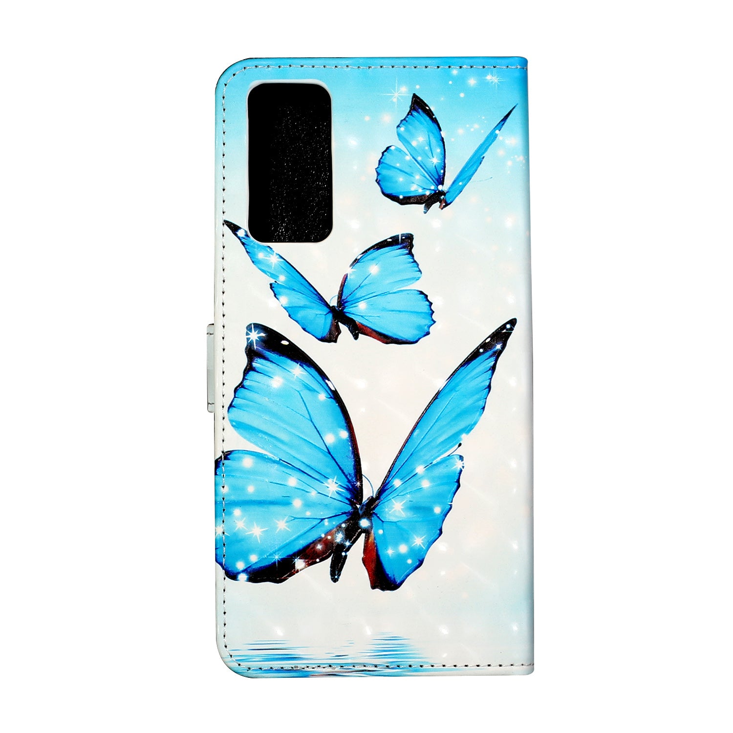 For Samsung Galaxy S20 FE 4G/5G/S20 Lite/S20 FE 2022 Light Spot Decor Pattern Printing Leather Case - Blue Butterfly