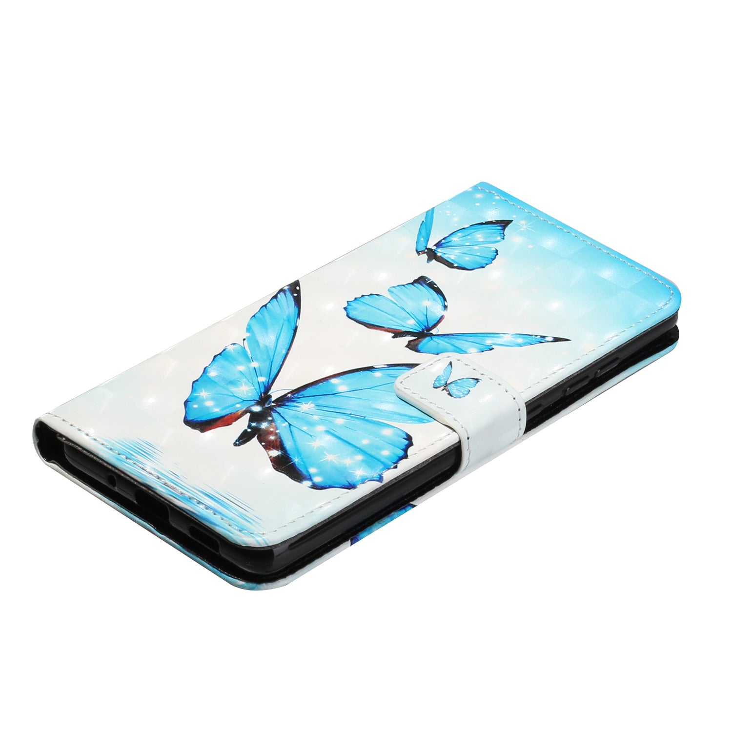 For Samsung Galaxy S20 FE 4G/5G/S20 Lite/S20 FE 2022 Light Spot Decor Pattern Printing Leather Case - Blue Butterfly