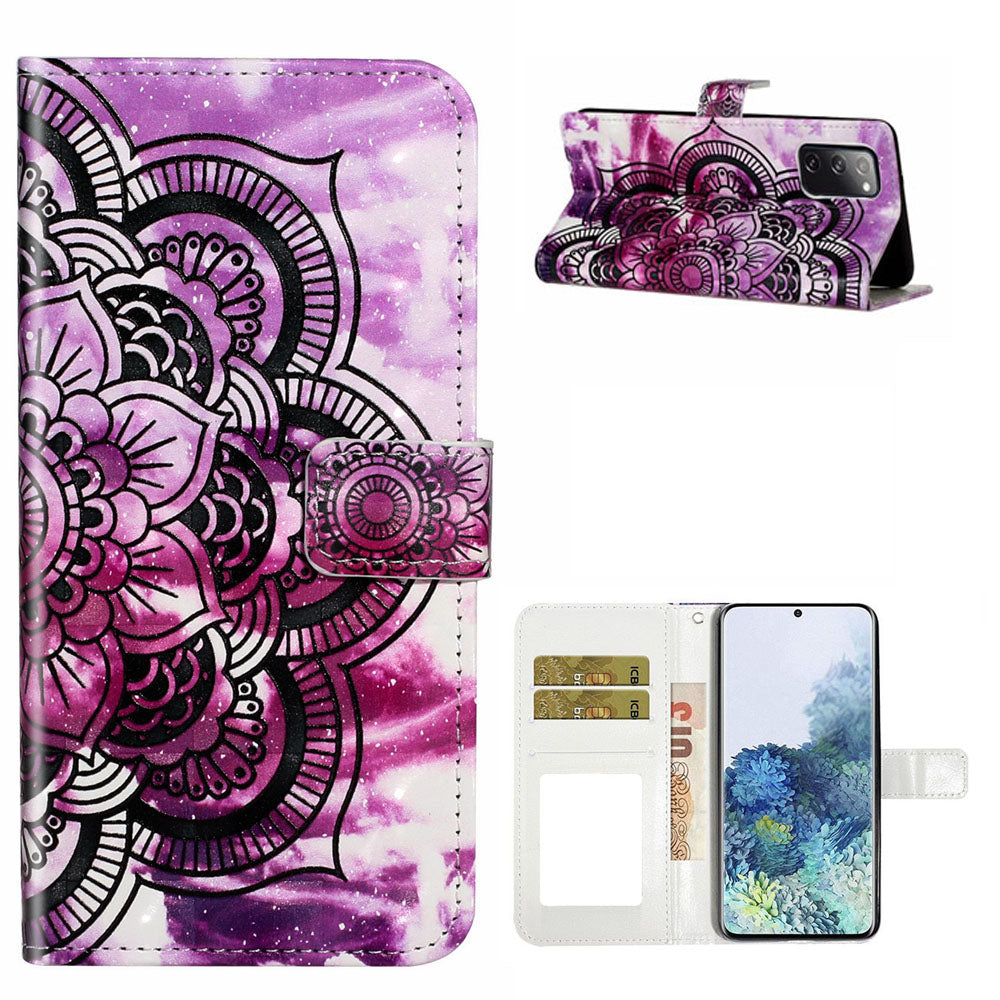 For Samsung Galaxy S20 FE 4G/5G/S20 Lite/S20 FE 2022 Light Spot Decor Pattern Printing Leather Case - Flower Pattern